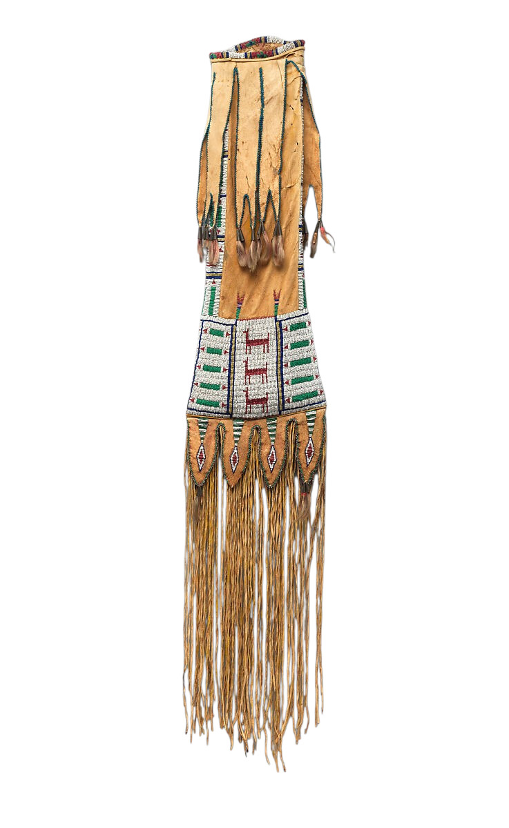 Handmade Native American Tobacco Cover Sioux Beaded Leather Pipe Bag Fringe