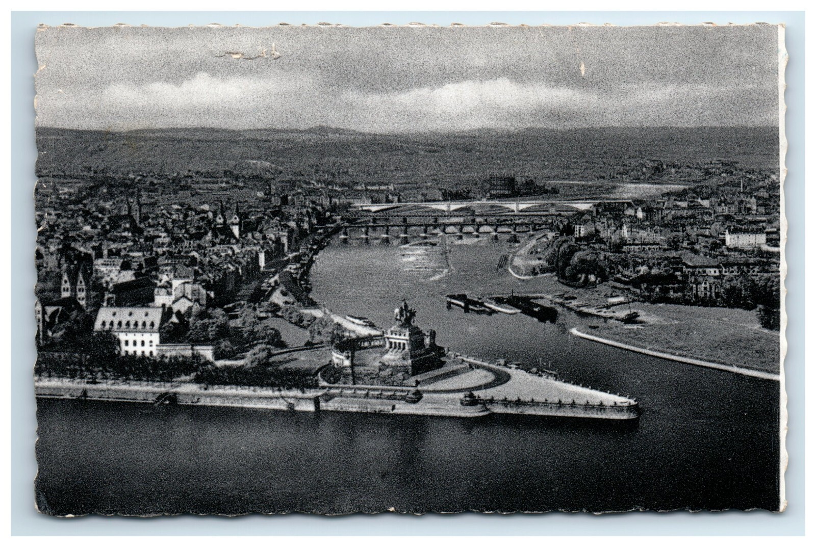 Postcard Koblenz Moselmundung mit dem Deutchen Eck Germany Moselle ?Collotype Postcard Koblenz Moselmundung mit dem Deutchen Eck Germany Moselle ?Collotype