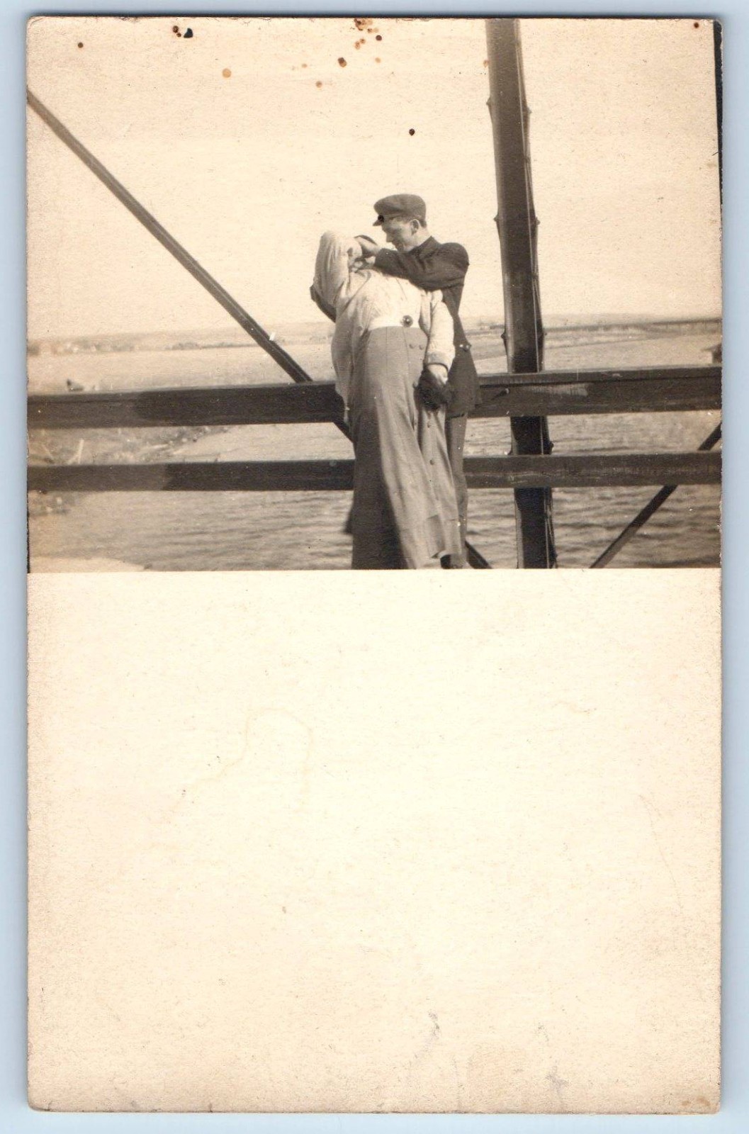 c1910's Romance Couple Kissing Kandid RPPC Photo Unposted Antique Postcard