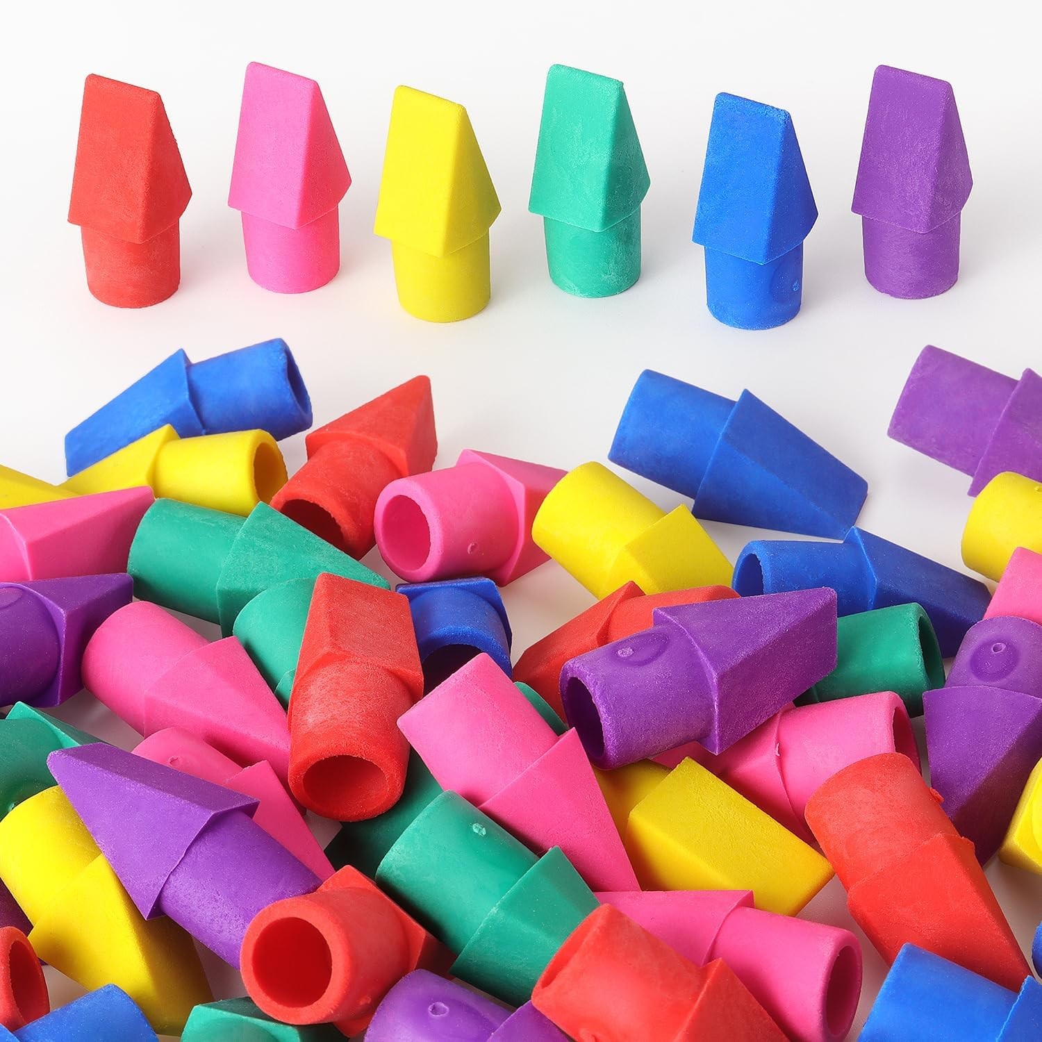 60 Pack Erasers for Pencils, Pencil  Erasers Cap, 6 Colors