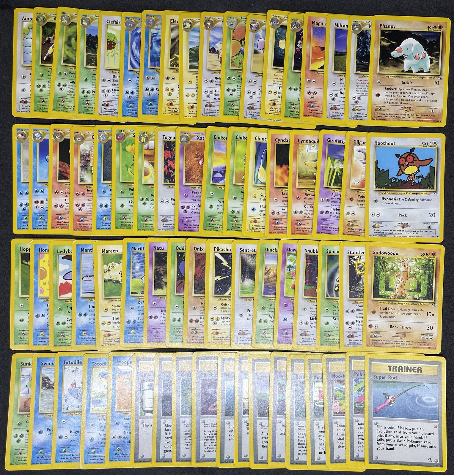 POKÉMON SET NEO GENESIS UNLIMITED COMMON AND UNCOMMON COMPLETE ENG PL/LP
