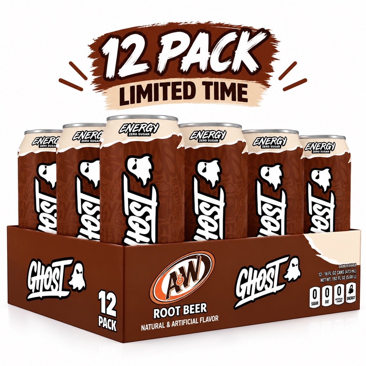 GHOST Energy x A&W Root Beer Energy Drink – 12 Pack, 16 fl oz