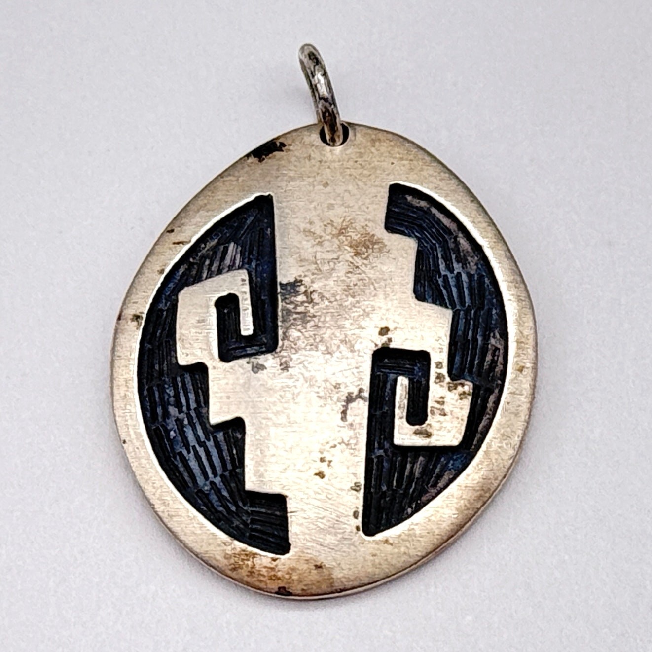 Petite Vintage Hopi Native Mitchell Sockyma Rain Cloud Silver Pendant Charm