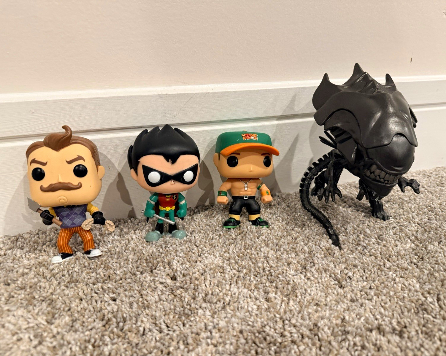 Funko Mixed Lot 4 Figures Robin, John Cena, Xenomorph, Hello Neighbor