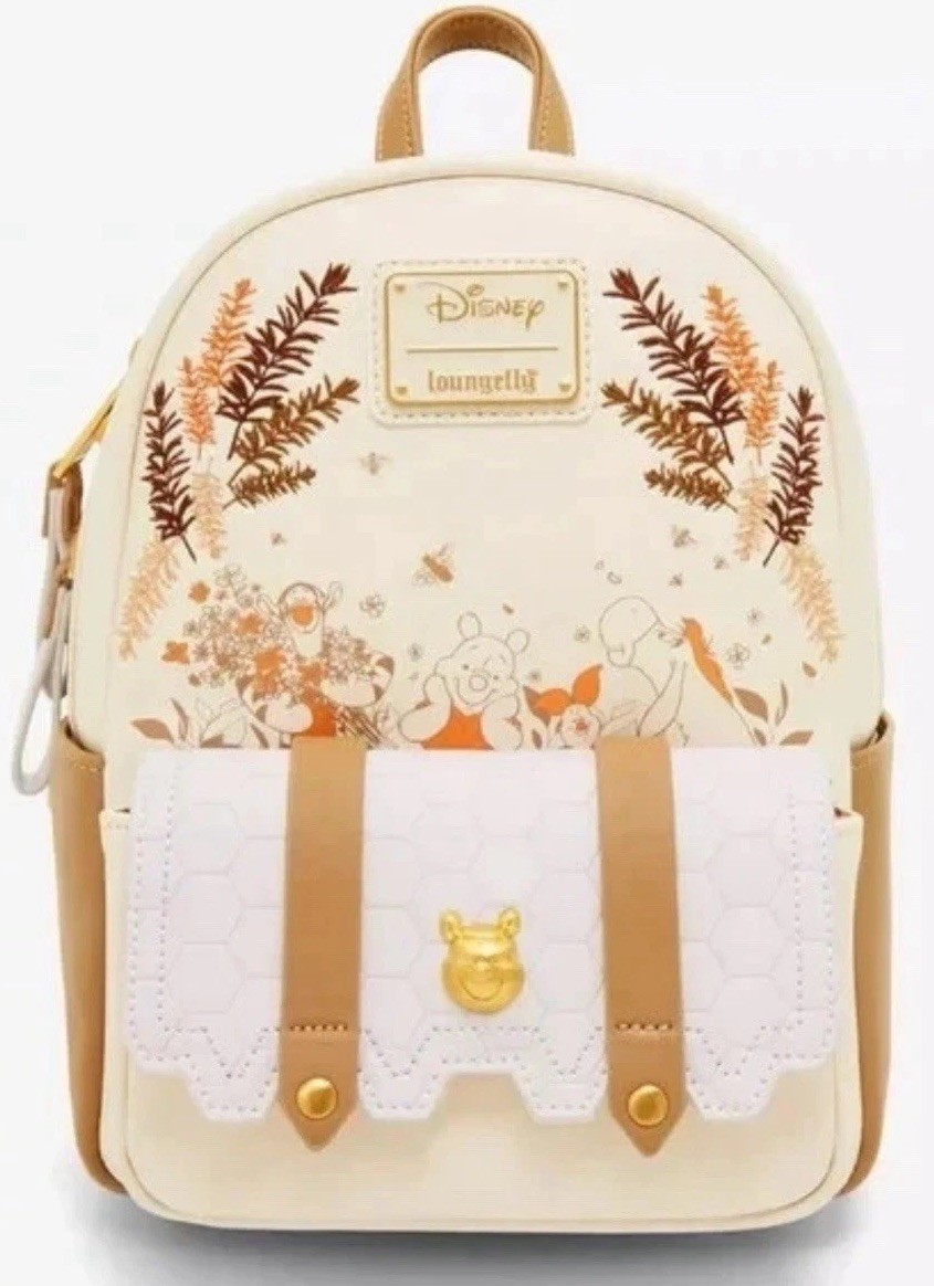 Loungefly Disney Winnie the Pooh Mini Backpack Beige/Brown Honeycomb Print