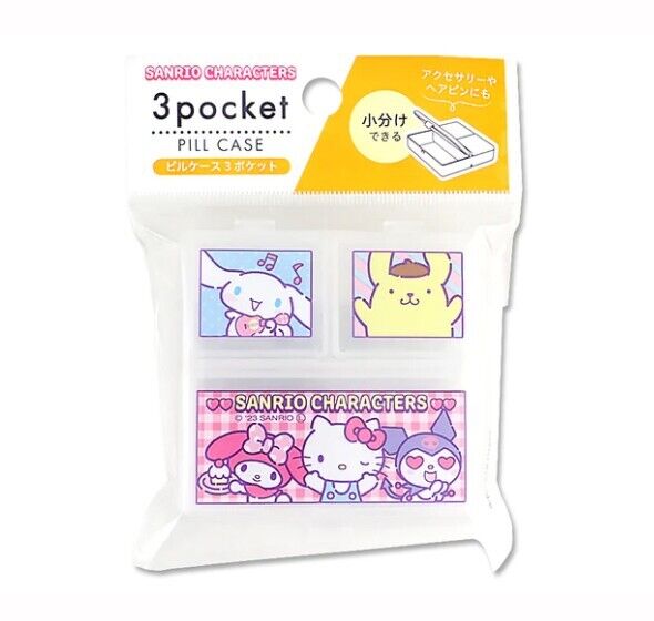 1PC Sanrio Characters Hello Kitty My Melody Kuromi 3 Pocket Pill Case NIP
