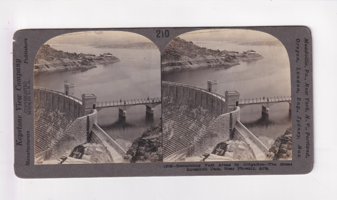 Roosevelt Dam Salt River Phoenix Arizona Keystone Stereoview c1900