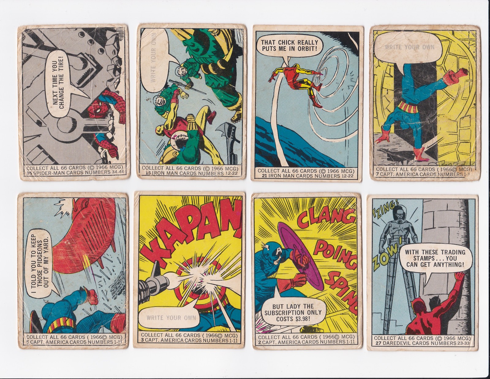 1966 Marvel Super Heroes MCG - Spider-Man Capt. America Iron Man RC Vintage LOT