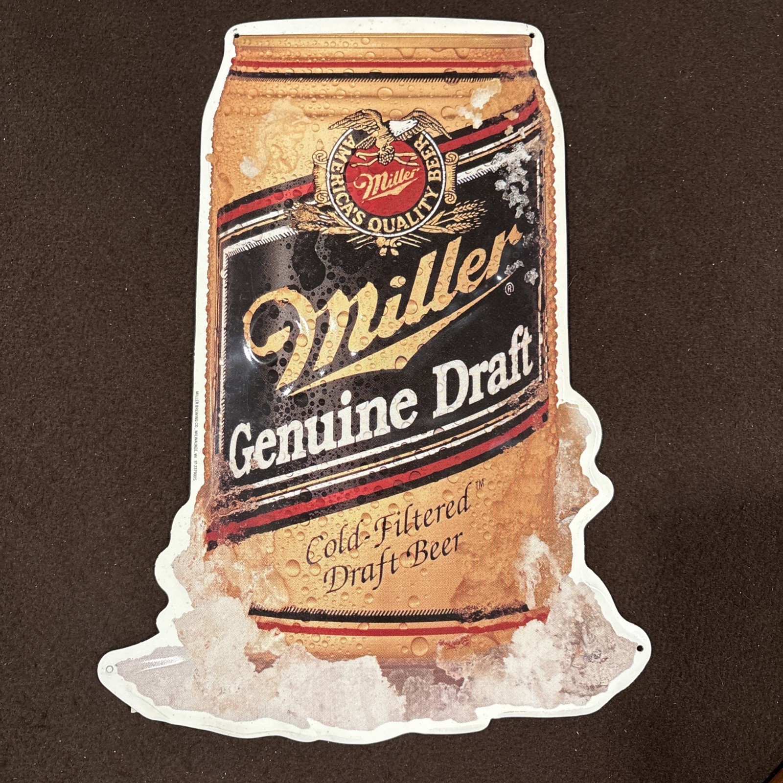 Vintage Miller Genuine Draft MGD Frosty Beer Can Metal Sign 11 X 15”