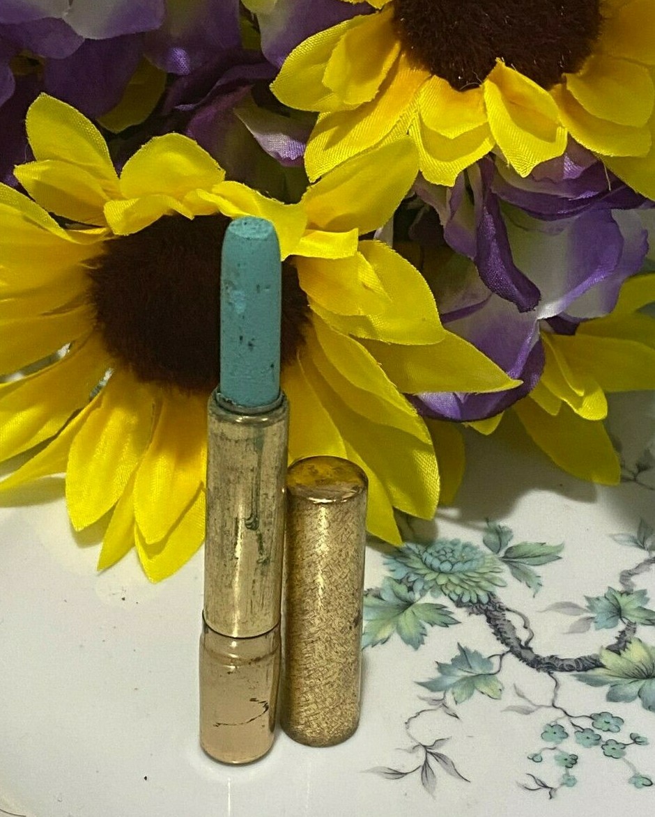 VINTAGE   R.H. COSMETICS NY EYE SHADOW PASTEL  GREEN GOLD METAL TUBE NEW 