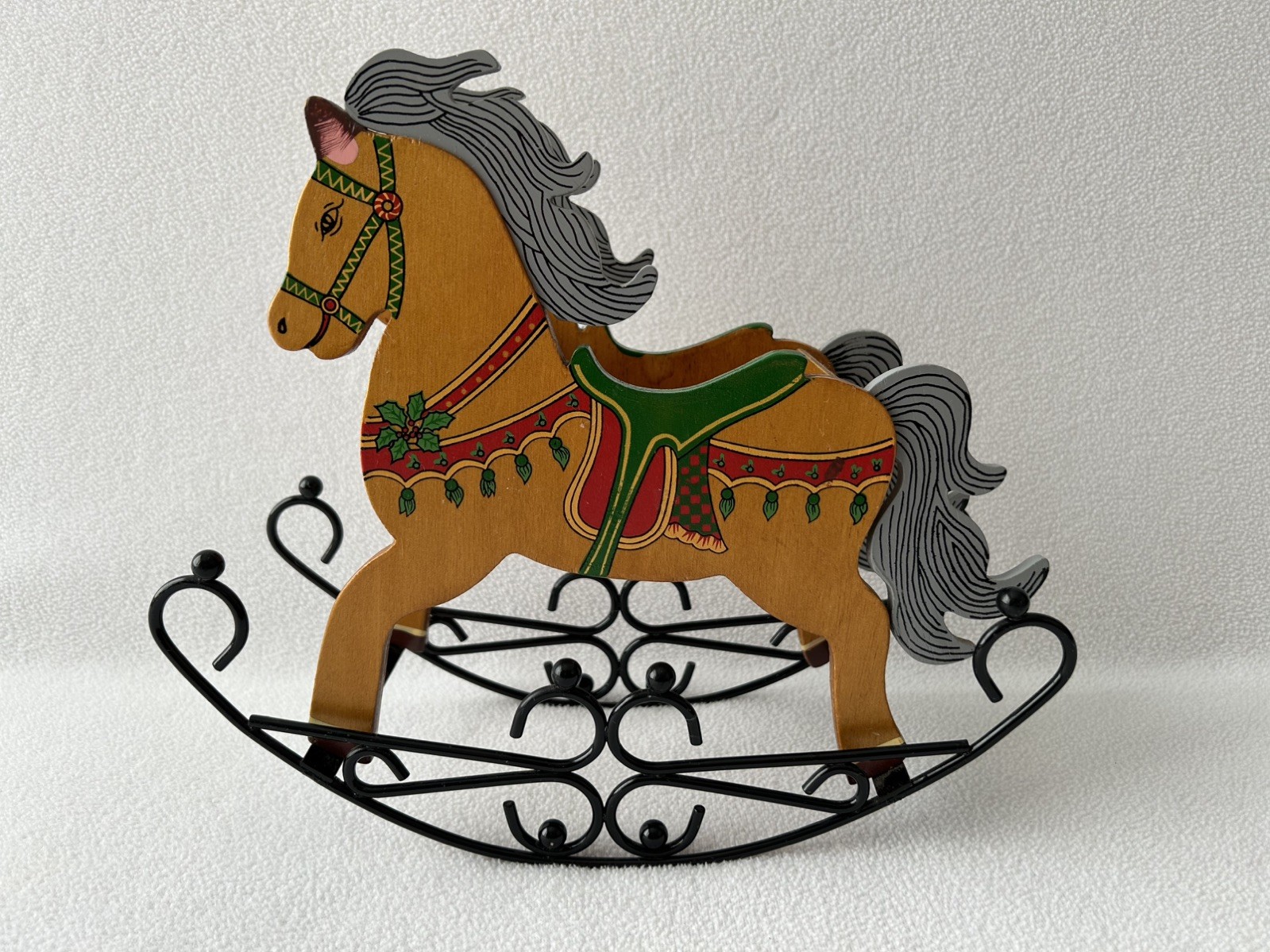 Vintage Wood Metal Rocking Horse Christmas Holiday Decor