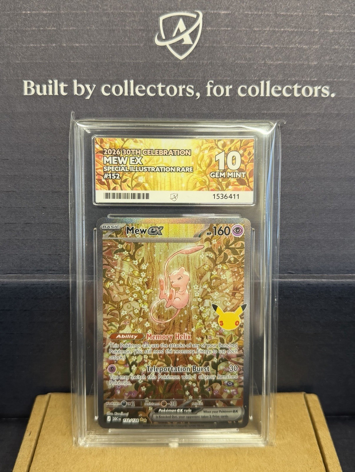 POKEMON TCG ACE 10 MEW EX 152/128 30th SIR PERFECT SUB-GRADES ACE 10