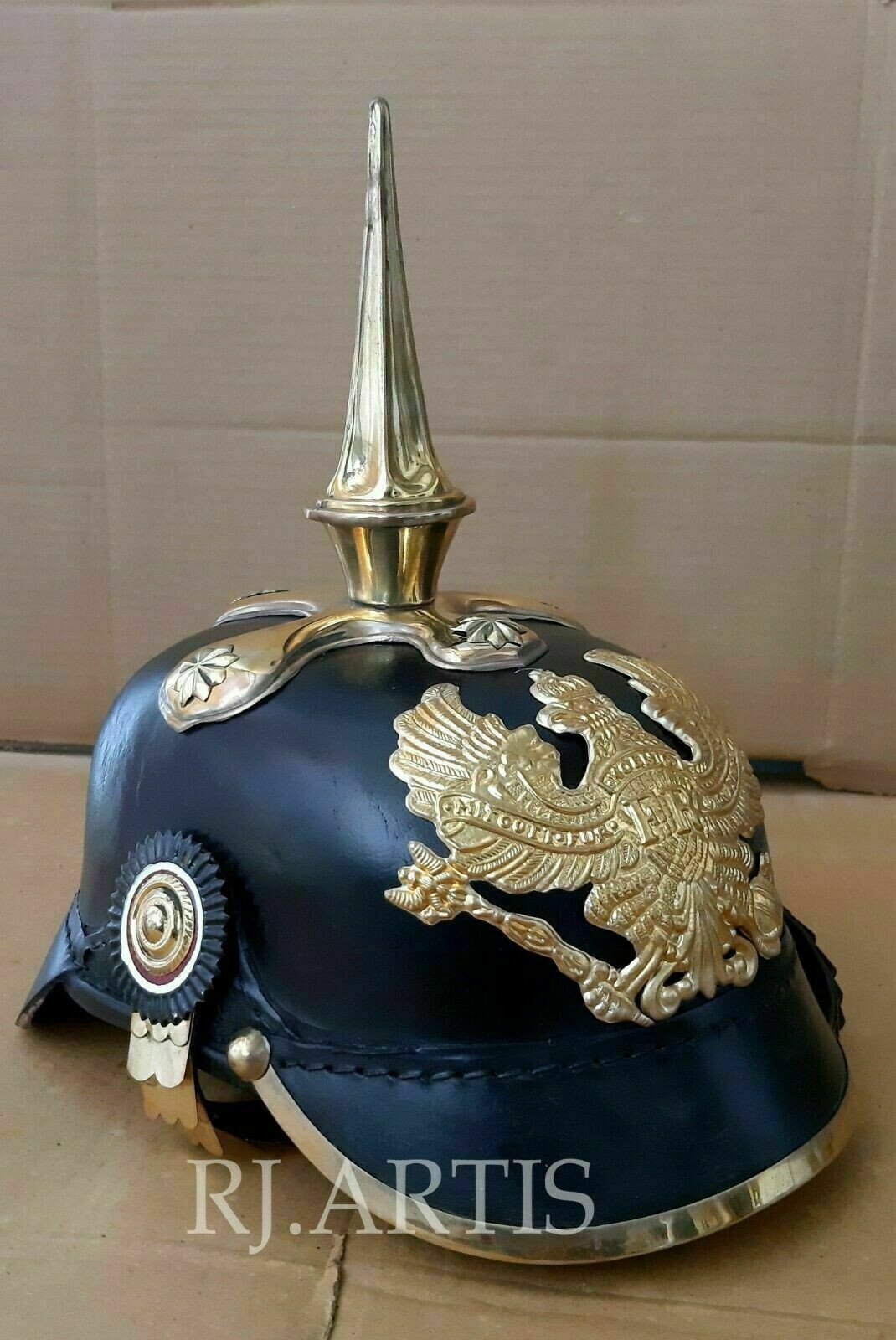 Vintage Imperial German Officer’s Pickelhaube Helmet Militaria Leather Prussian