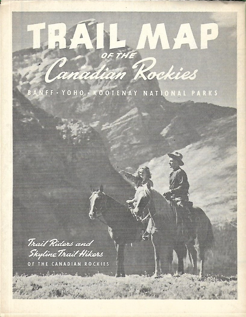 Original 1937 CANADIAN ROCKIES TRAIL MAP Banff Yoho Kootenay National Parks