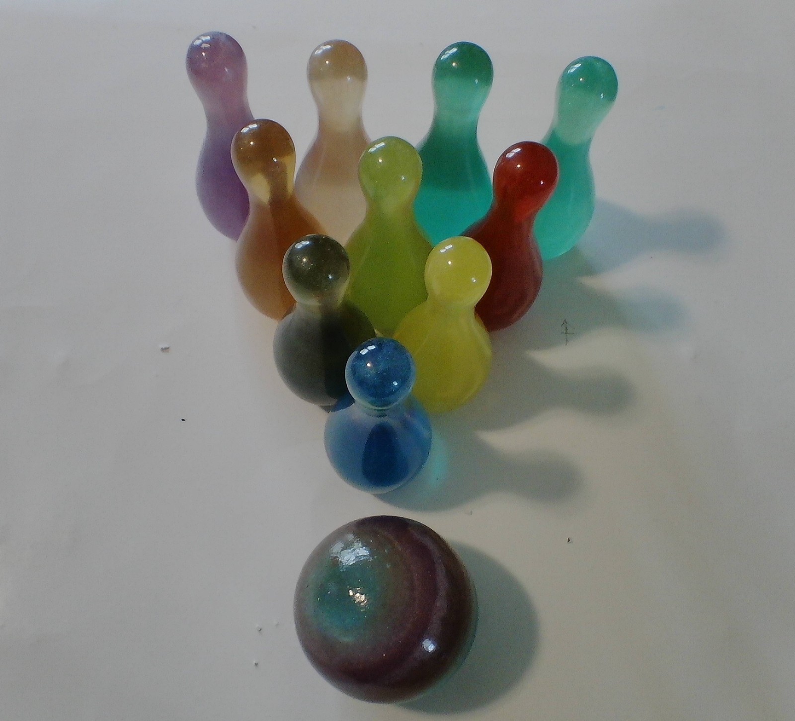 Mini bowling set made out of resin