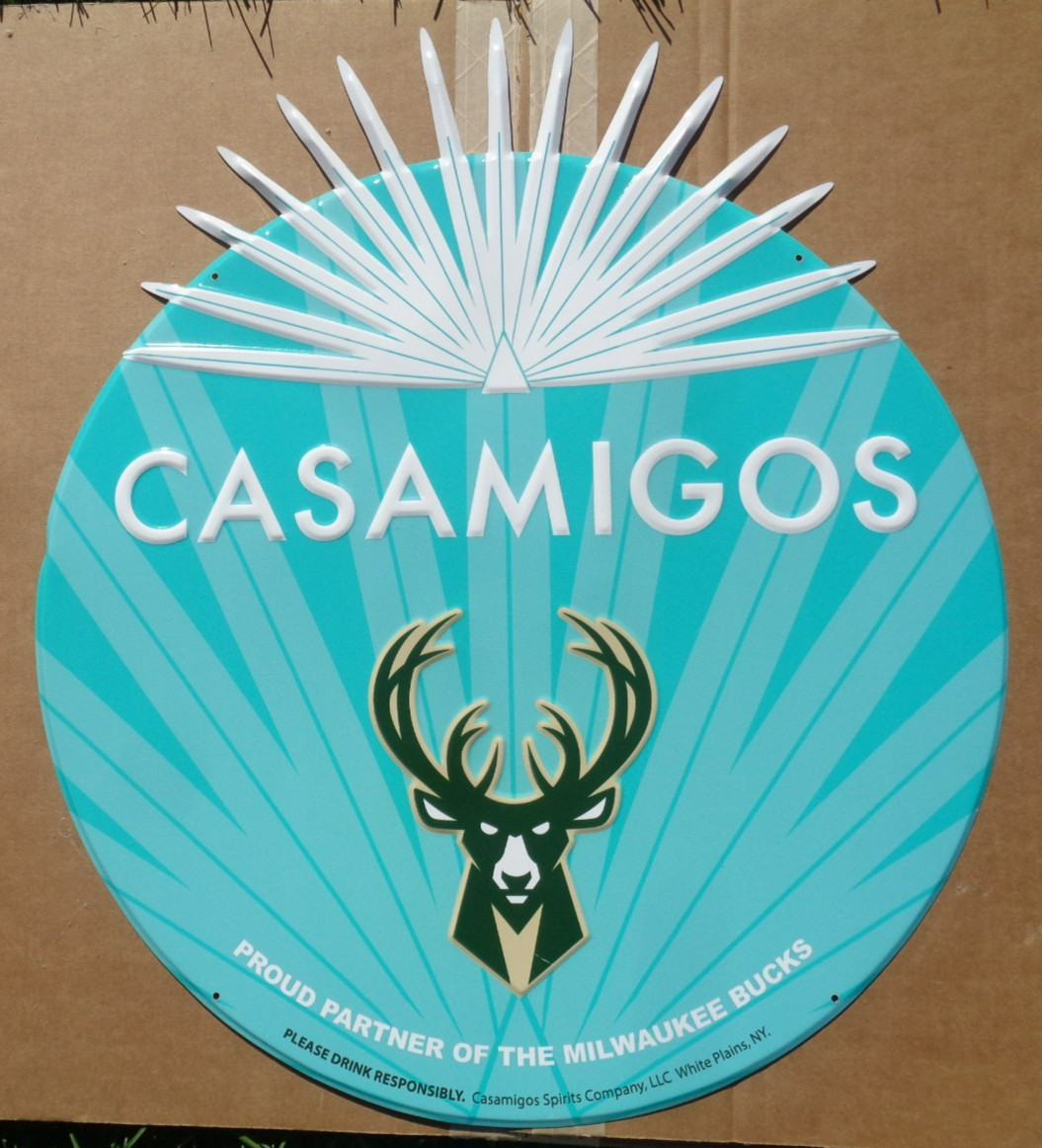 CASAMIGOS TEQUILA MILWAUKEE BUCKS METAL / TIN BAR SIGN 20 X 23 COOL NEW RARE