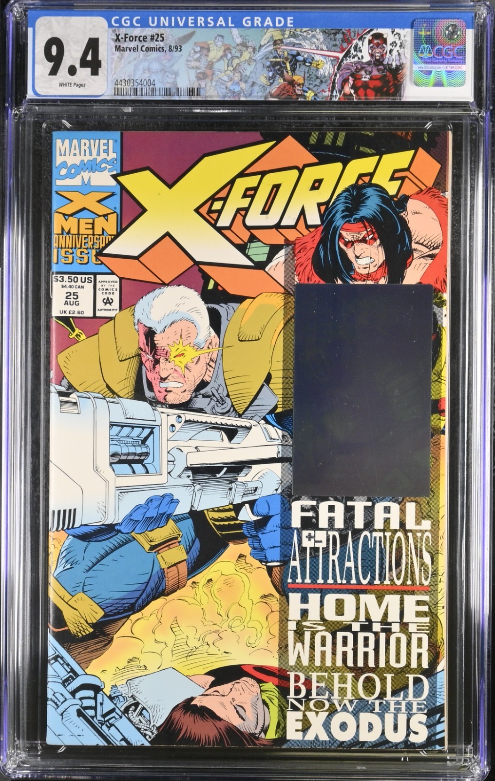 X-Force #25 CGC 9.4 White Pages Custom X-Men Label Cable Hologram Cover Key