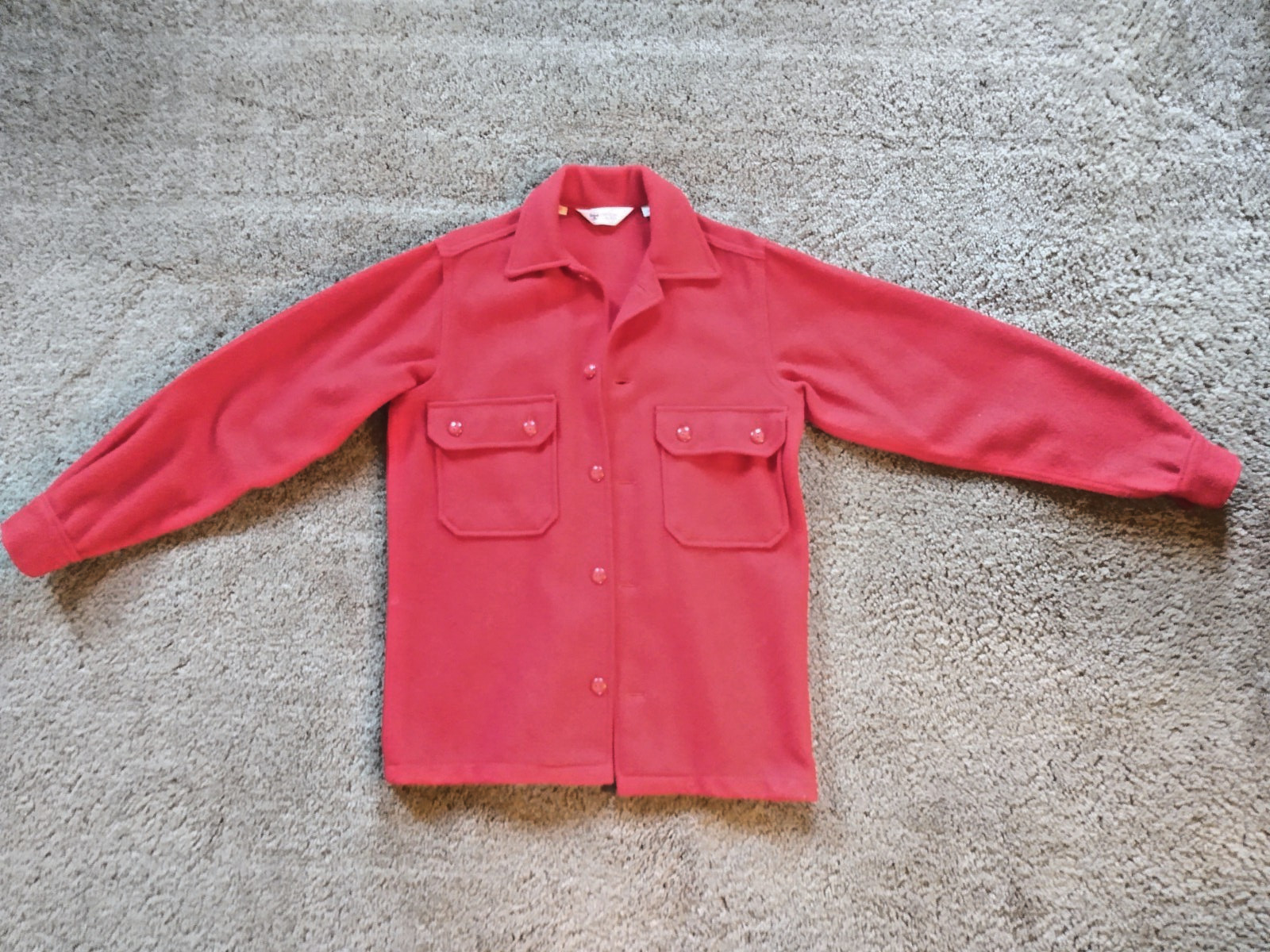 Vintage 1970\'s Boy Scouts of America BSA Red Wool/Nylon Jacket Size 18 Jac-Shirt