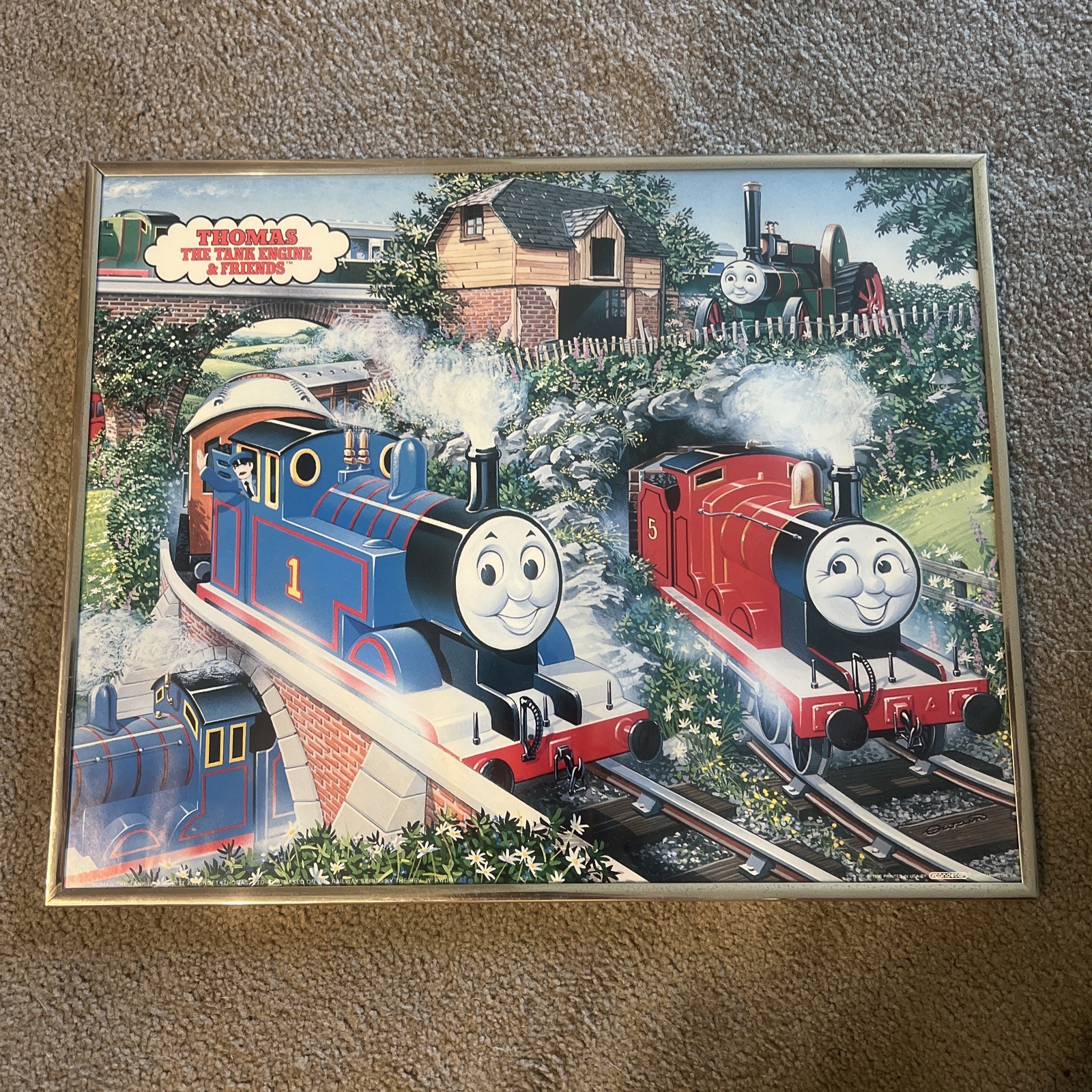 Vintage 1999 Thomas Train Large Picture Framed 16