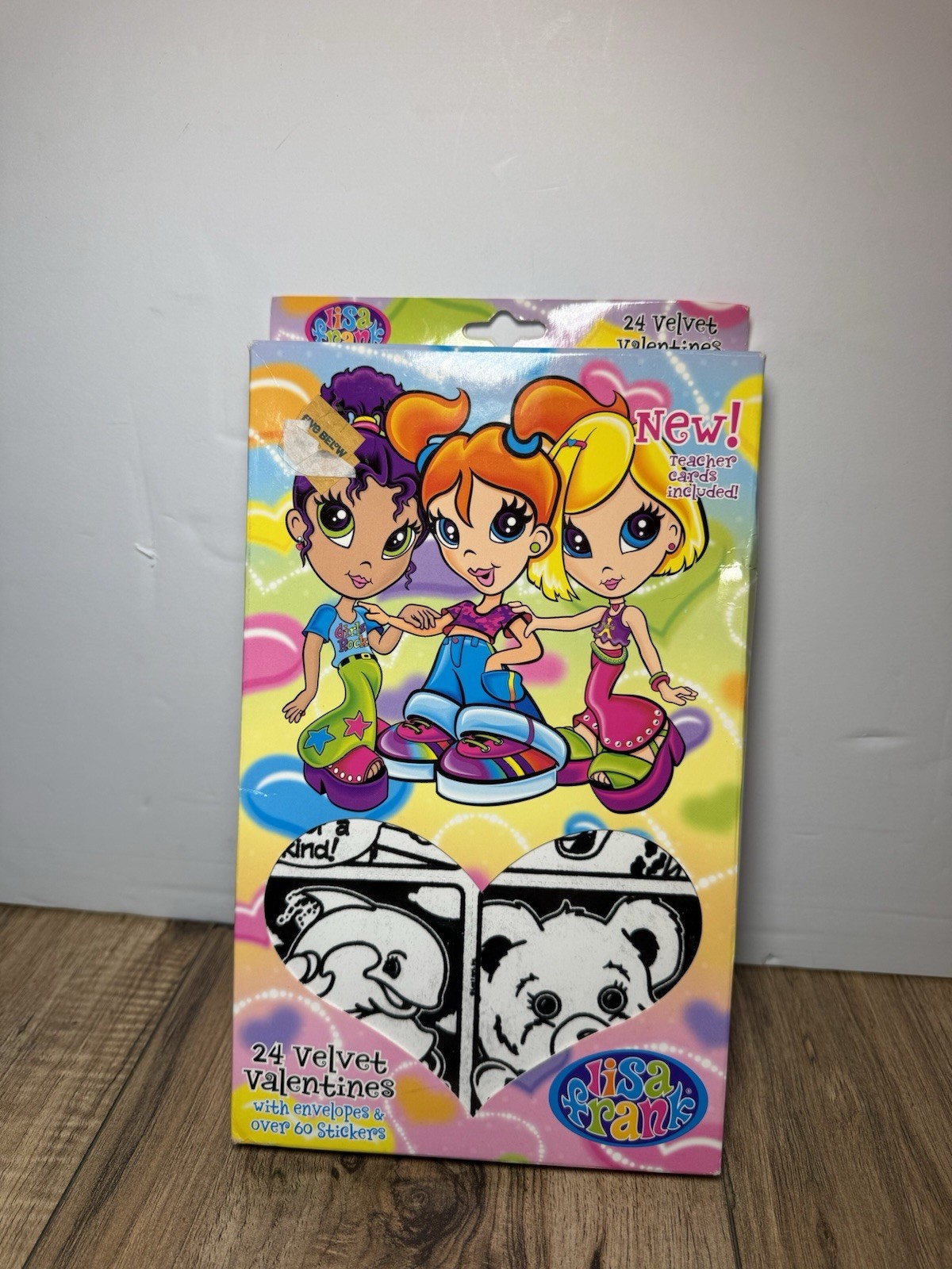 VINTAGE NEW LISA FRANK FAB FRIENDS VELVET VALENTINE CARDS & 60 STICKERS Y2K