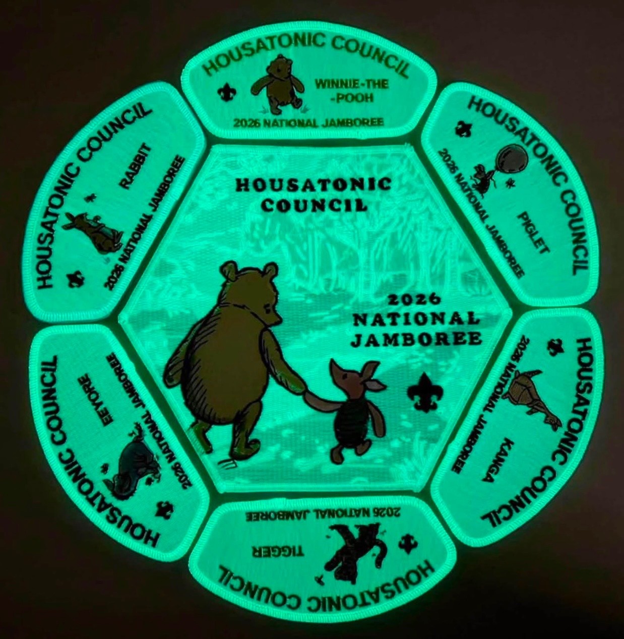 BSA HOUSATONIC OA 553 2026 JAMBOREE 7-PATCH JSP GLOWS WINNIE-THE-POOH 100 MADE