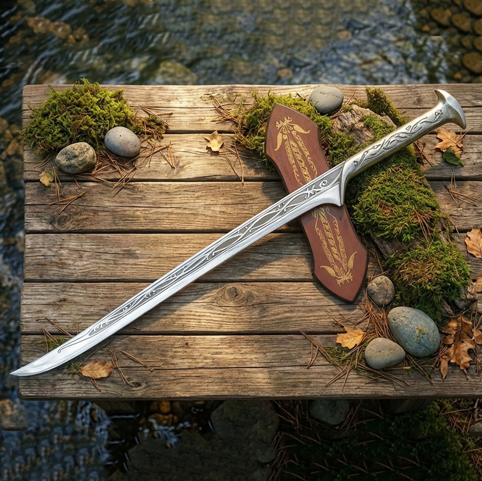 Thranduil Elf King Sword Handmade Stainless Steel Fantasy Replica w/ Wall Mount