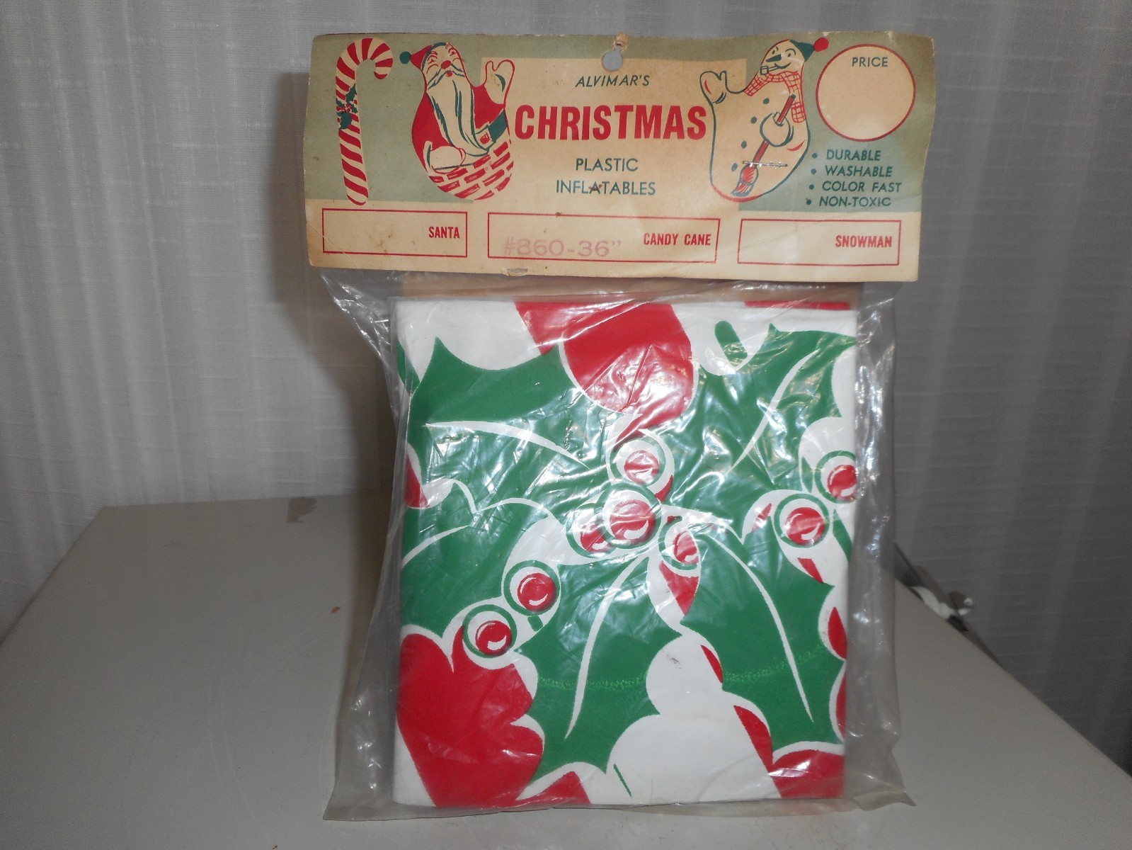 RARE VINTAGE 1950s ALVIMAR'S CHRISTMAS INFLATABLE CANDY CANE # 860-36