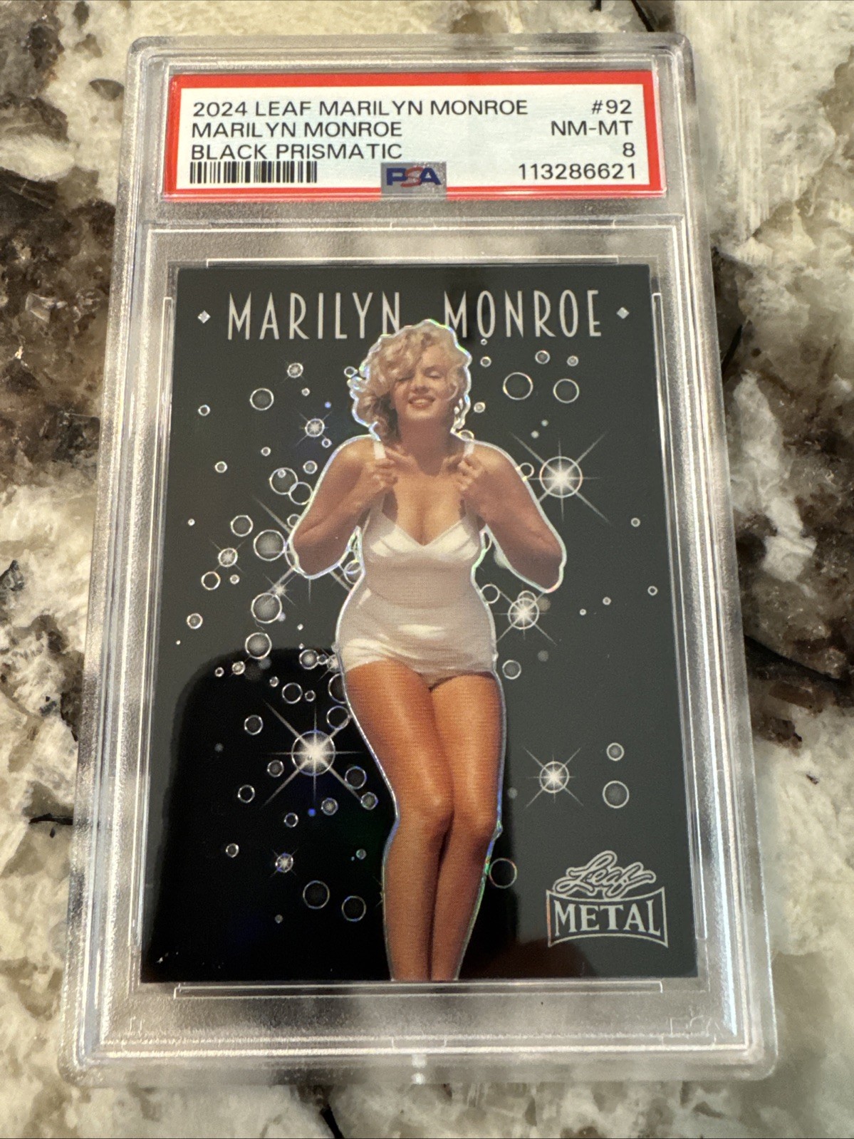 2024 Leaf Icons Monroe Collection Black Prismatic 2/2 Marilyn Monroe #92 PSA 8