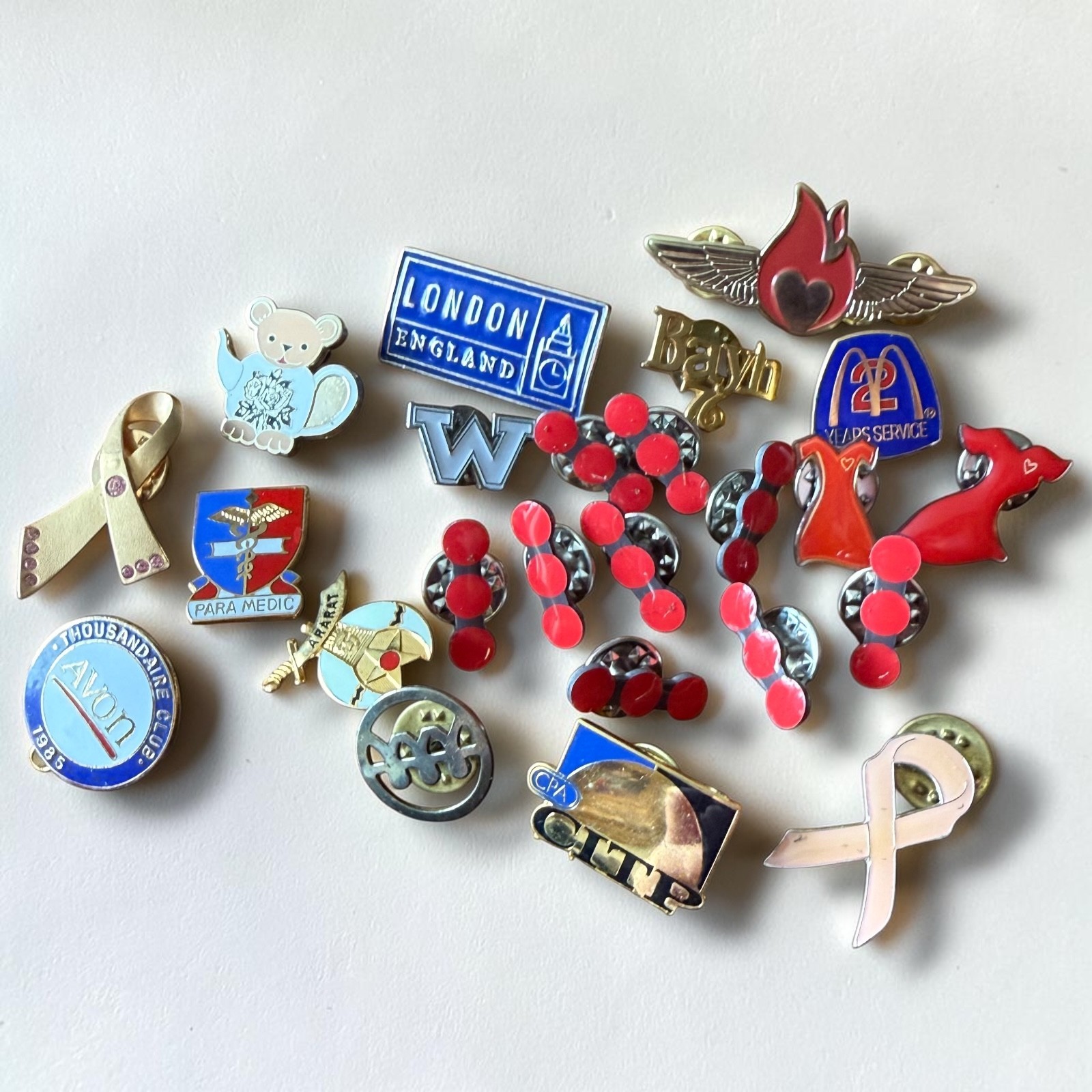 Lapel Pin Mixed Lot Vintage McDonalds 25 Years Service Masonic Avon Bayh 76
