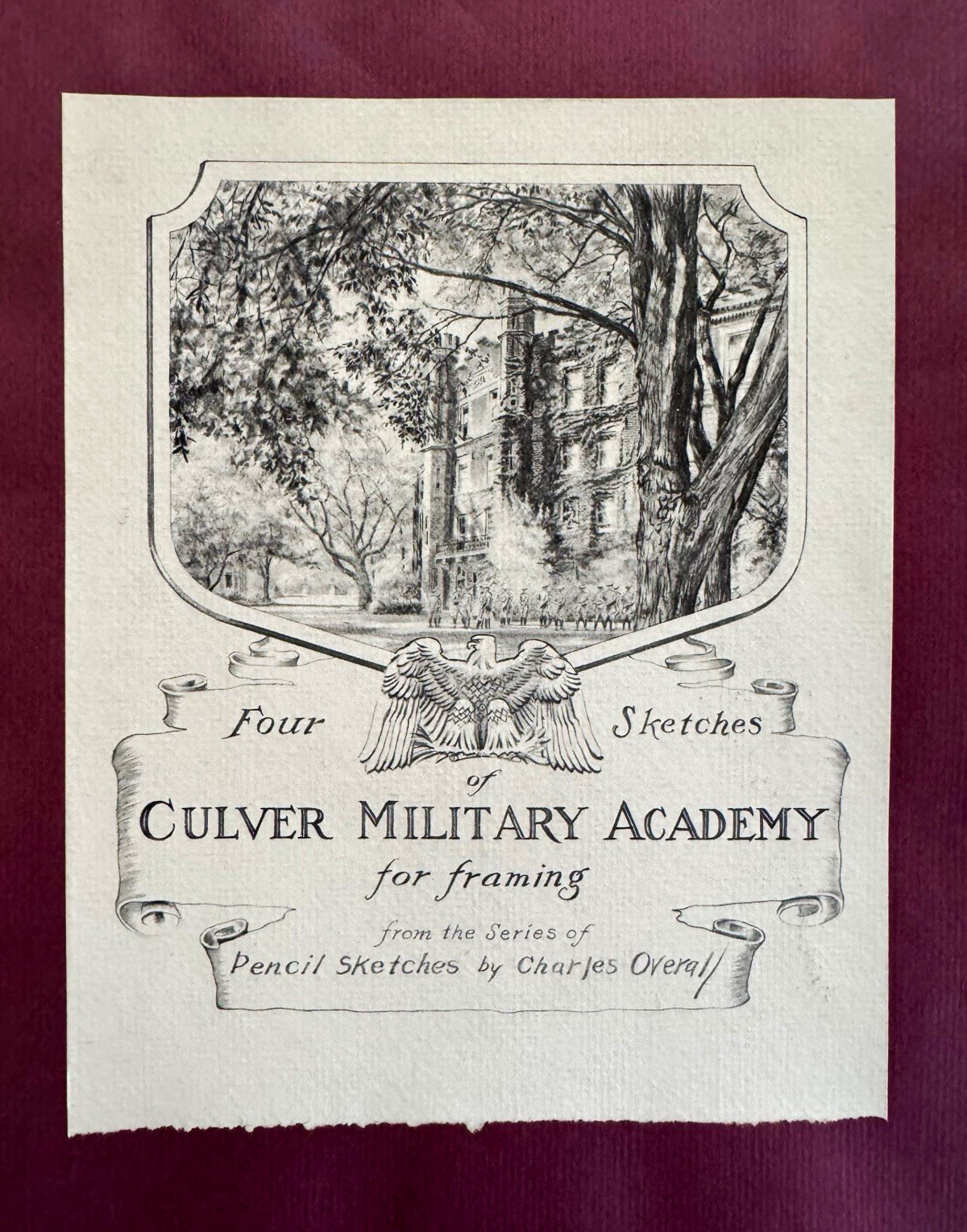 Vintage 1950s Culver Military Academy Architectural Prints by Charles Overall 