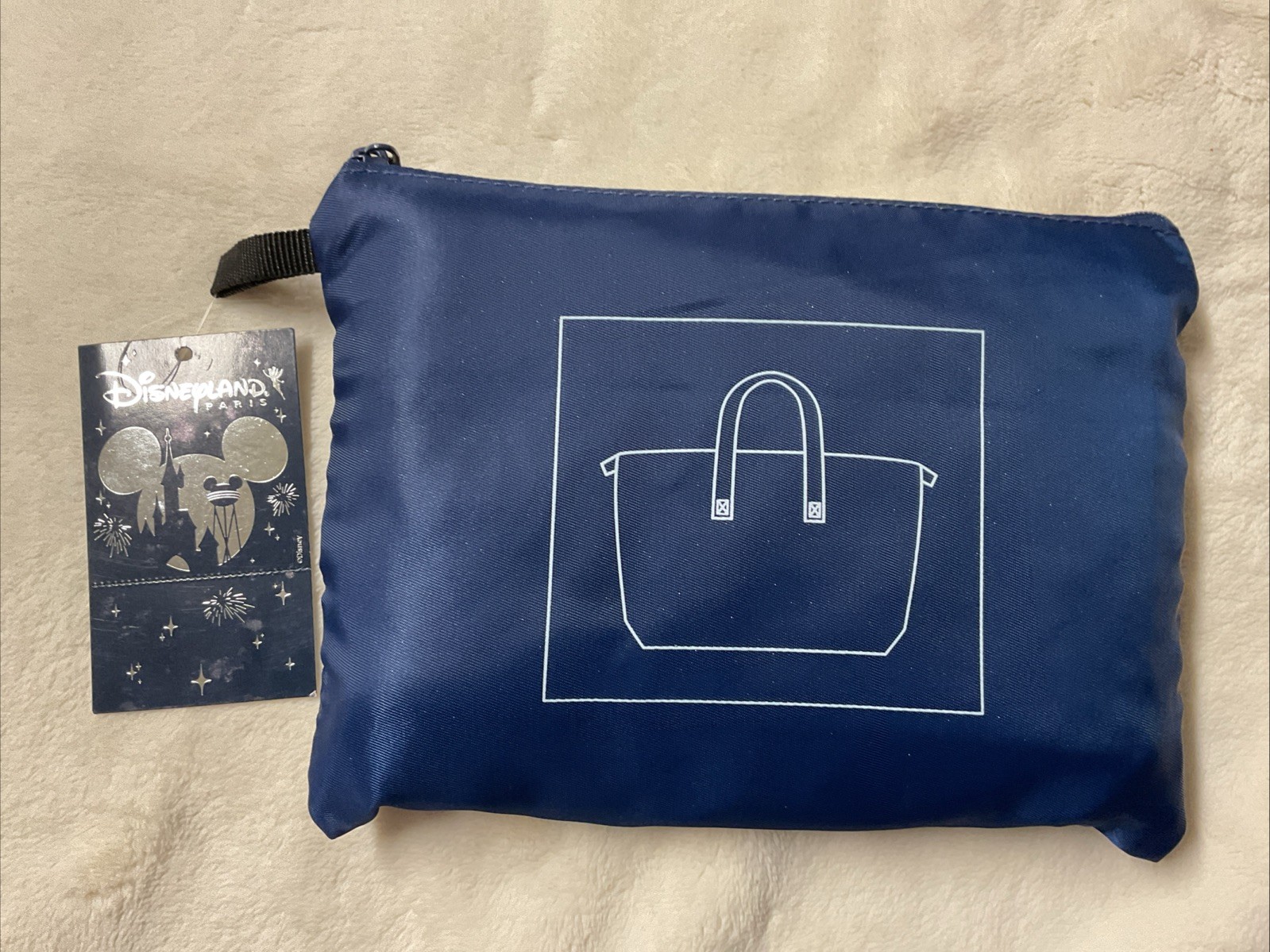 NEW Disneyland Paris Tote Bag Large Blue Foldable Mickey Mouse Nylon NEW Disneyland Paris Tote Bag Large Blue Foldable Mickey Mouse Nylon