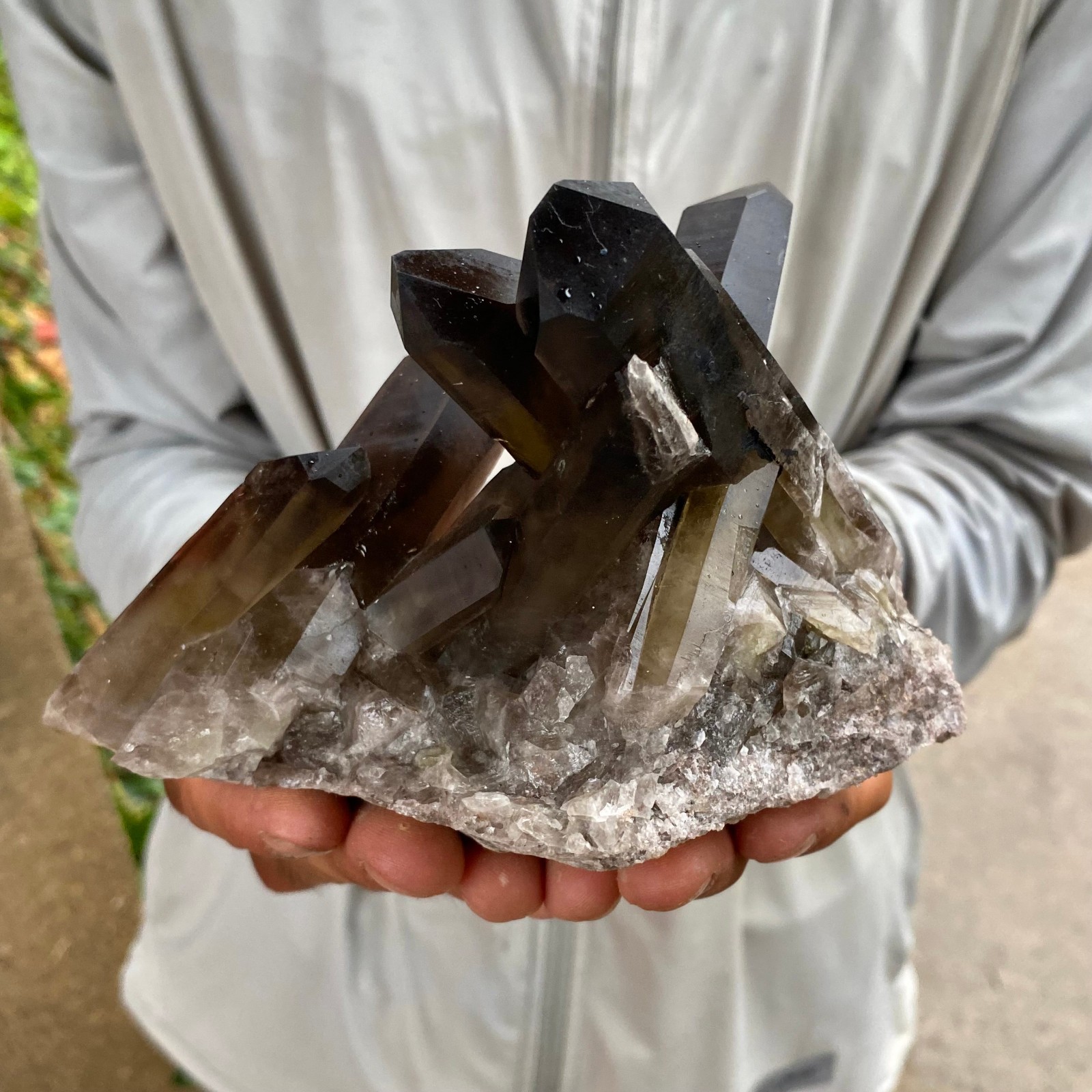 1.54LB Natural Black Smoky Quartz Crystal Cluster Raw Mineral Specimen