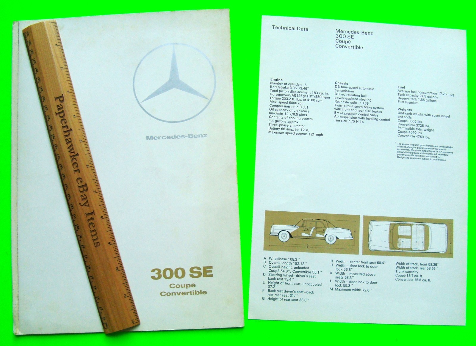 1966 MERCEDES BENZ 300SE CONVERTIBLE & COUPE DLX USA 26-pg COLOR BROCHURE Xlnt