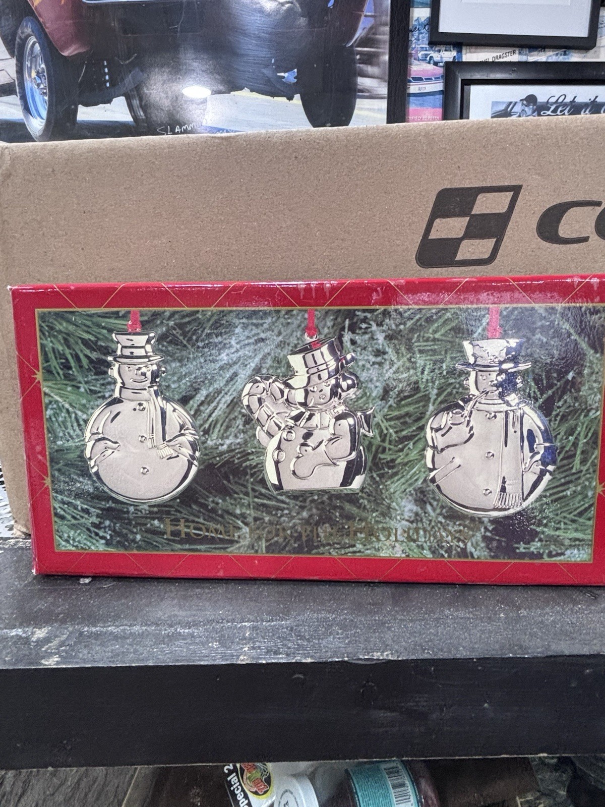 Vintage 1995 Home For The Holidays Snowman Bell Ornaments Set of 3 Silverplate