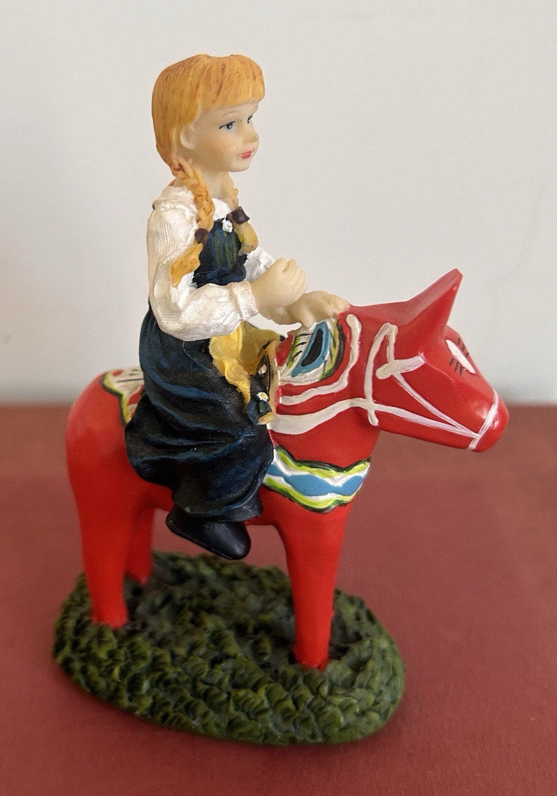 Vintage Swedish Dala Horse Girl Figurine Folk Art Hedlund 5”