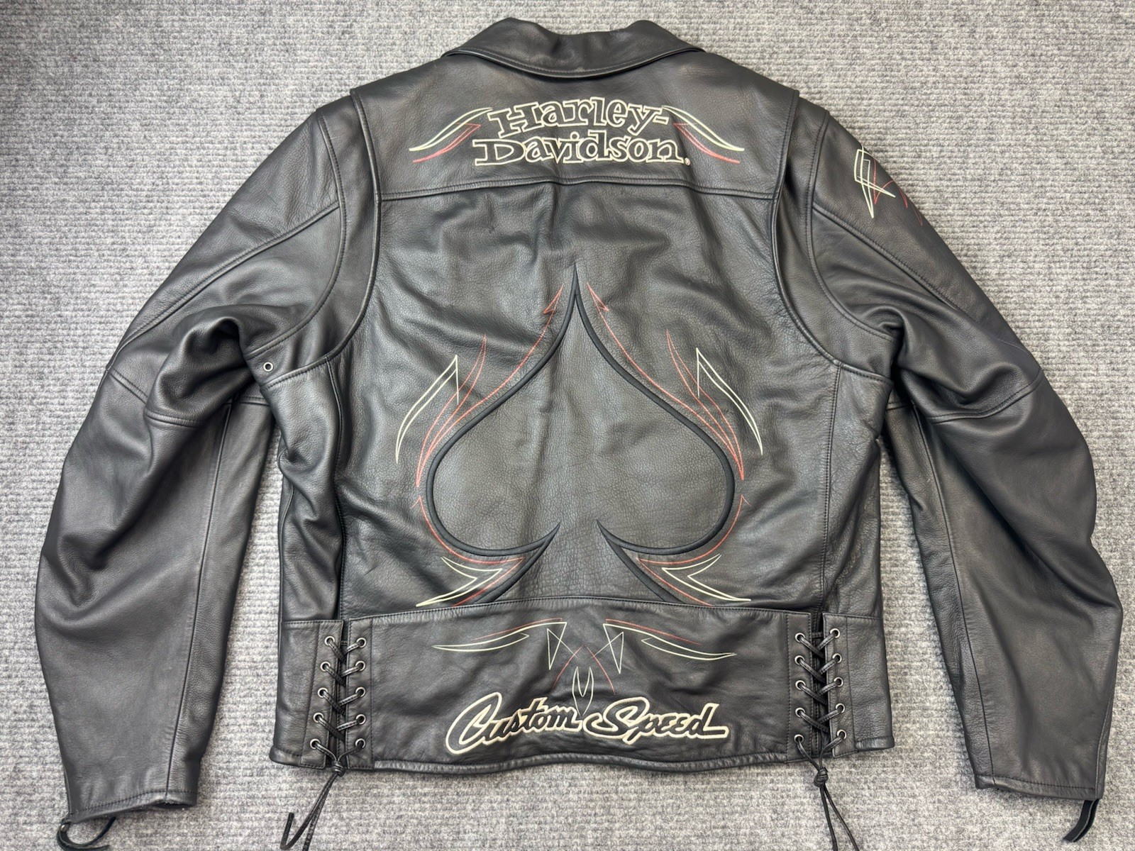 Harley Davidson Custom Speed Leather Jacket 2XL Tall Ace Of Spades