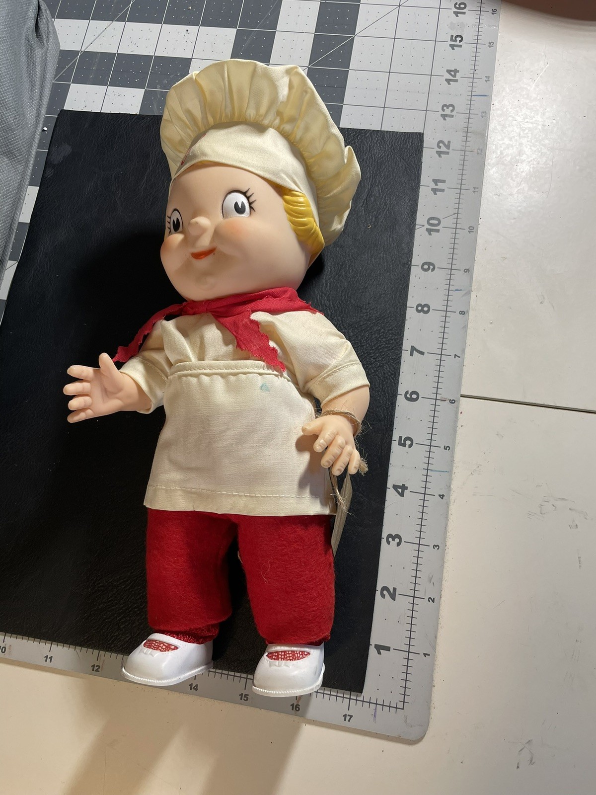 Vintage Campbell's Soup Vinyl Doll Figure w/ Outfit Apron Hat 1940s 1950s 10
