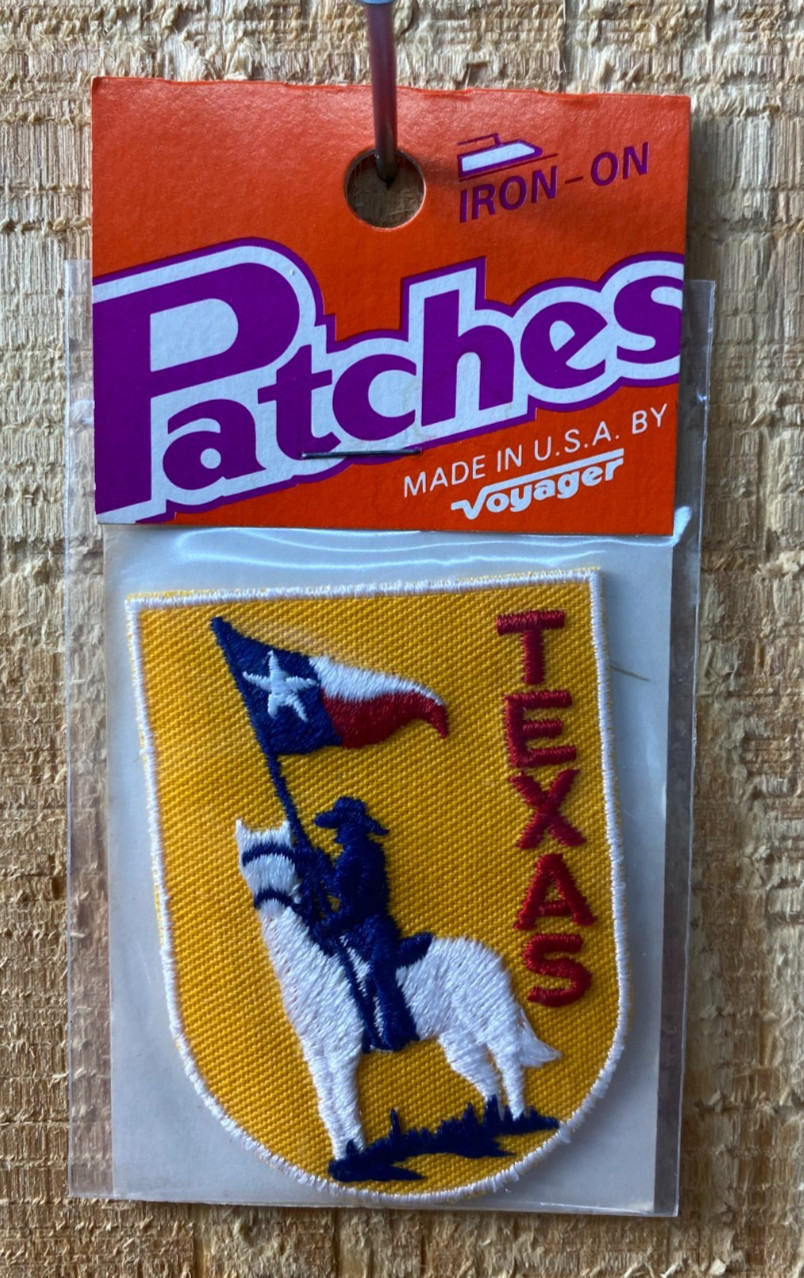 Vintage 1980\'s Iron On TEXAS Lone Star Patch State Horseman Flag Soldier Cowboy