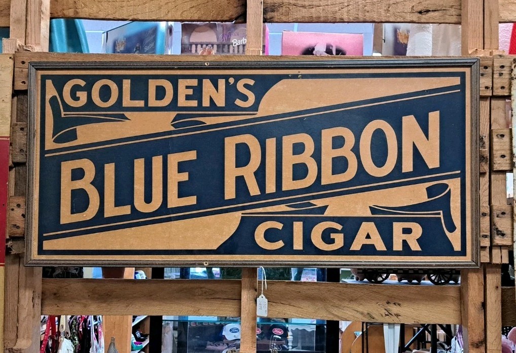 Antique 1910\'s Golden\'s Blue Ribbon Cigar ORIGINAL Cardboard Sign 16\