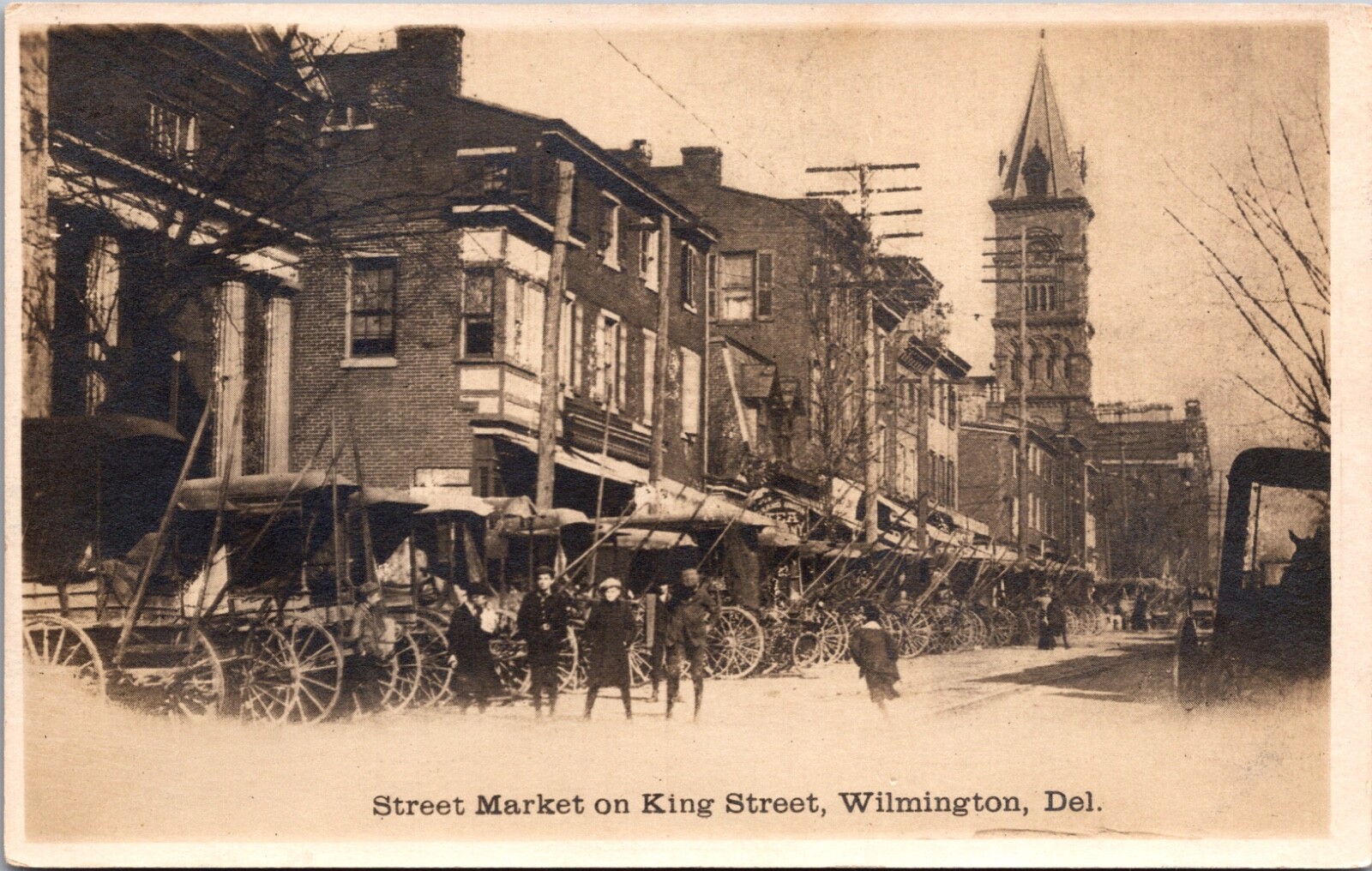 Real Photo Postcard Street Market on King Street in Wilmington, Delaware