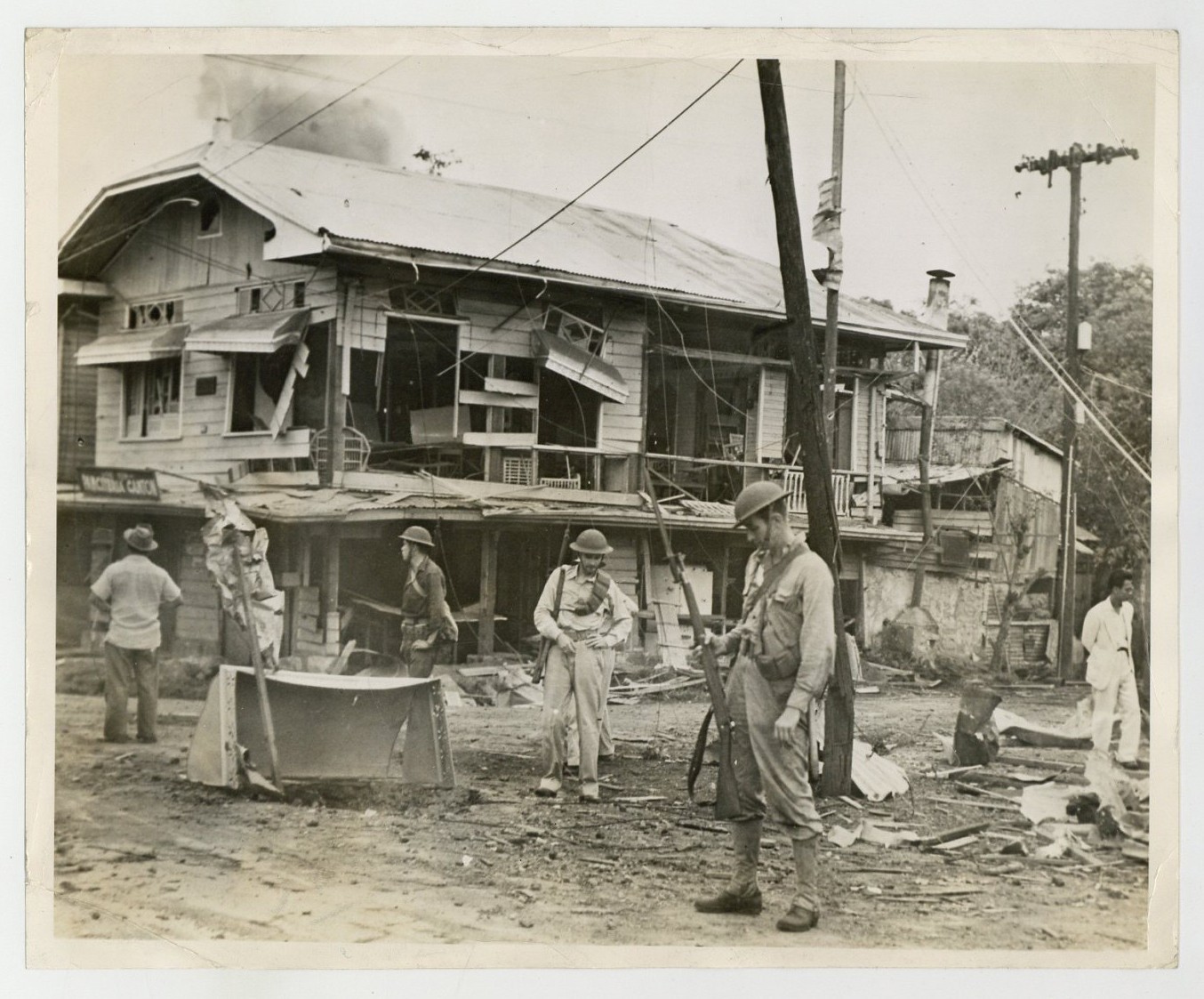 Paranque, Philippines Bombed Businesses 1941 WWII US Army Photo War J16116