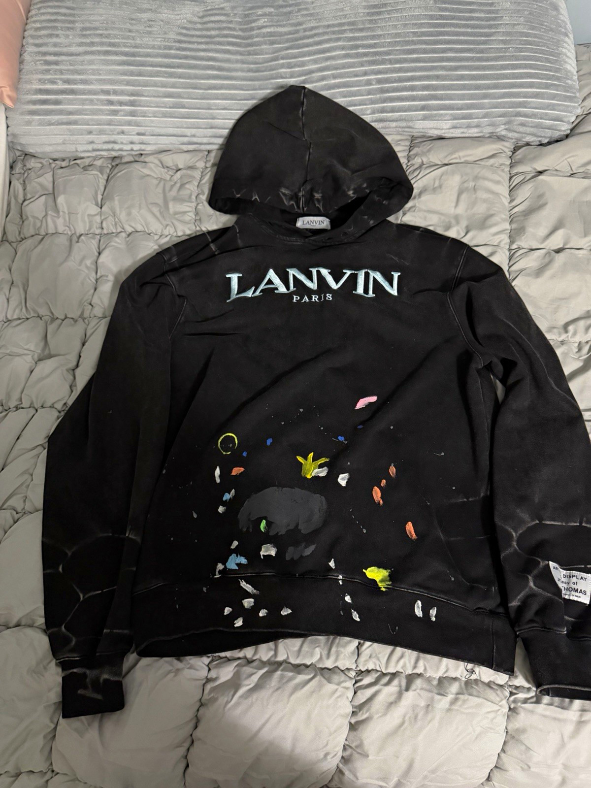Lanvin Black Pullover Hoodie Men\'s XL Long Sleeve Logo Graphic Print