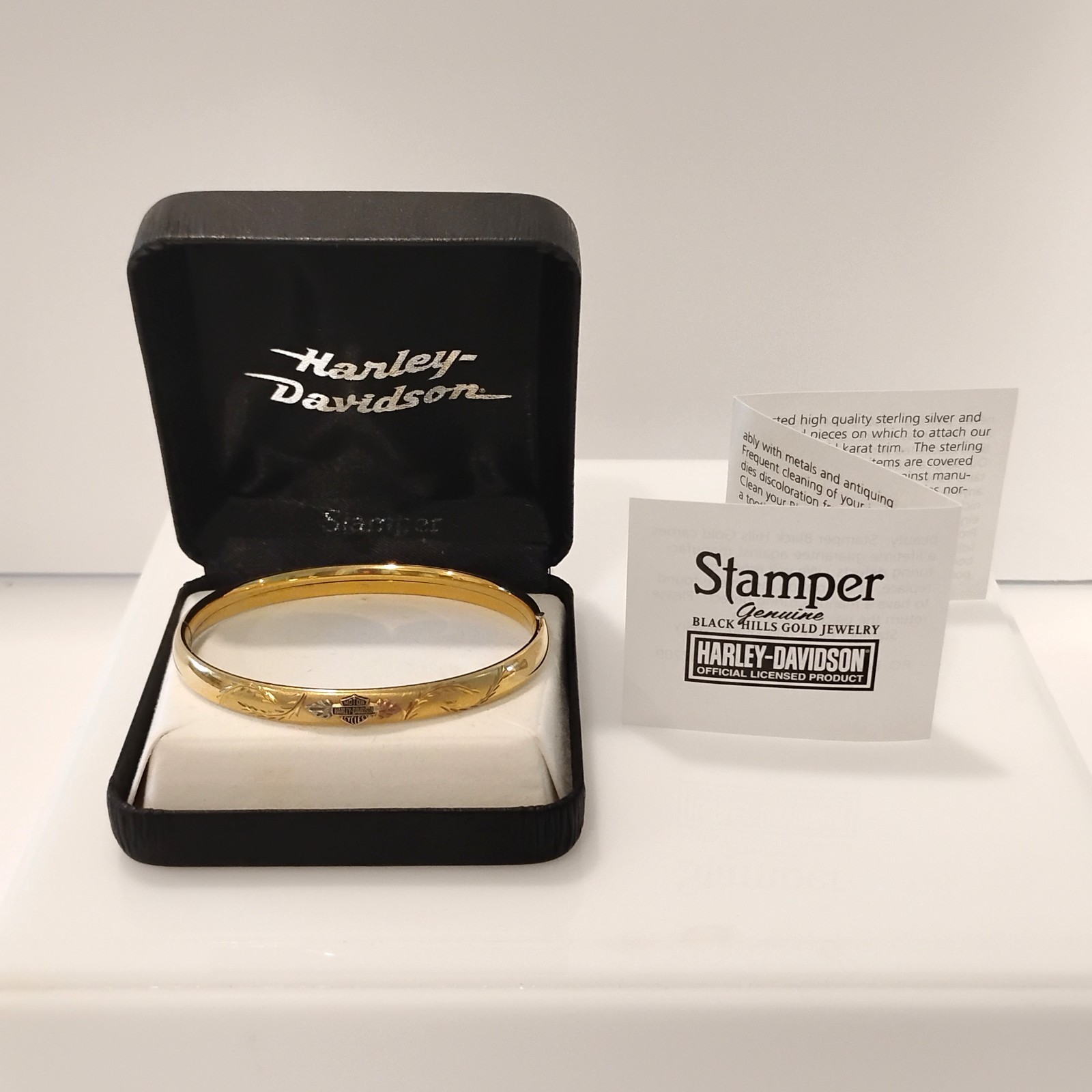 Vintage Harley Davidson Stamper Black Hills 1/20 14K Gold Filled Bangle Bracelet
