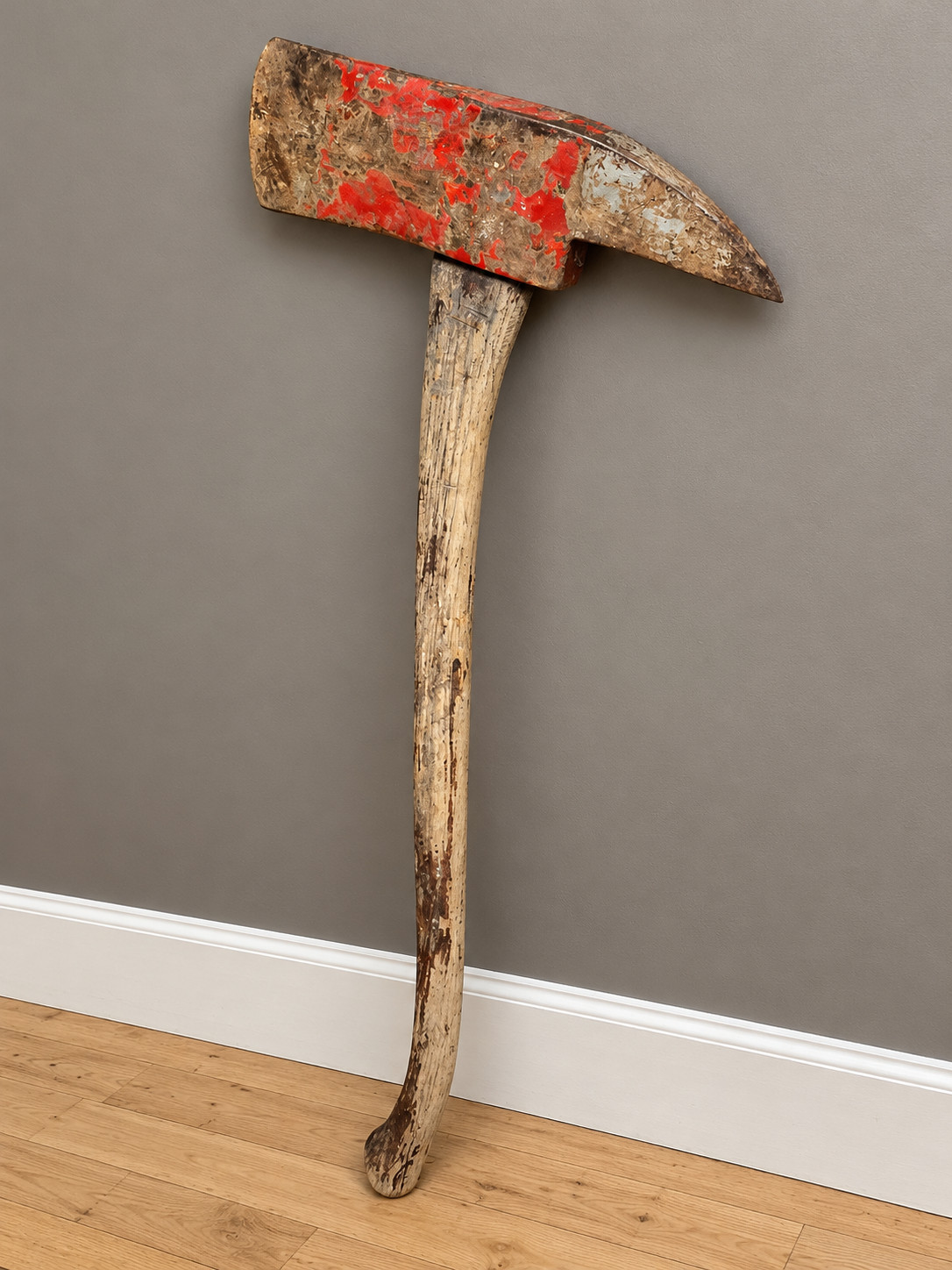 Firefighter Pick Head Fire Axe with Wooden Handle Vintage Firefighting Tool
