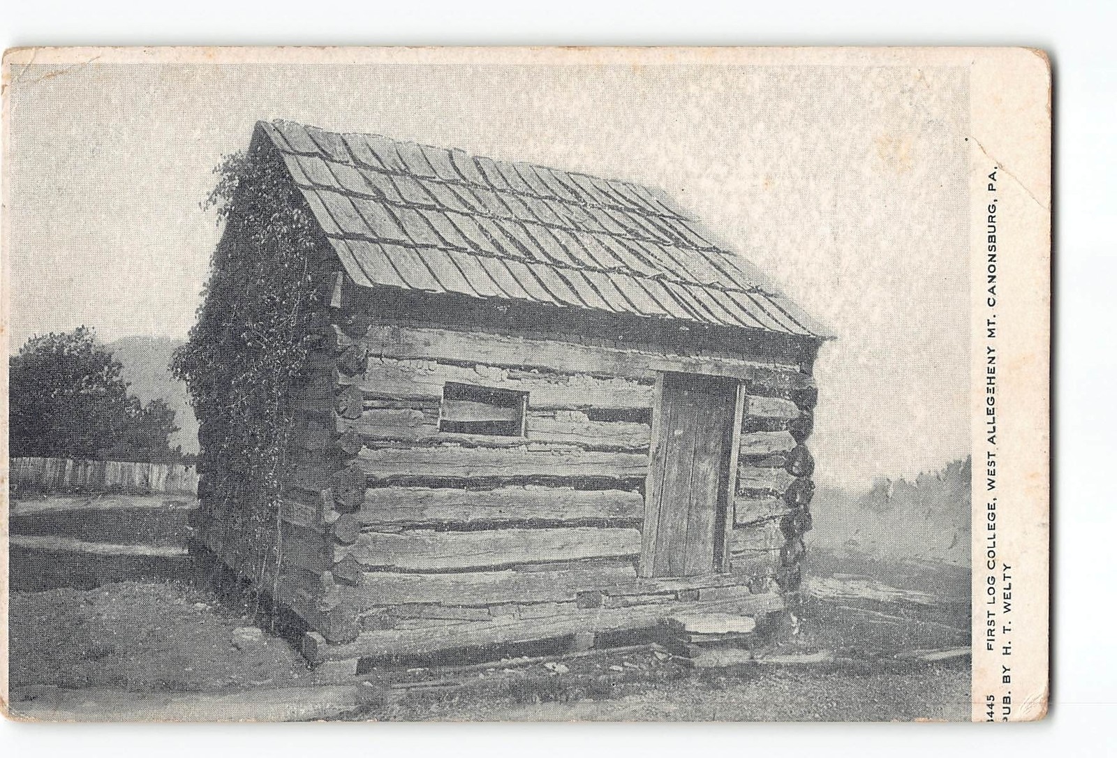 Canonsburg PA Postcard 1901-1907 First Log College West Allegheny Mt