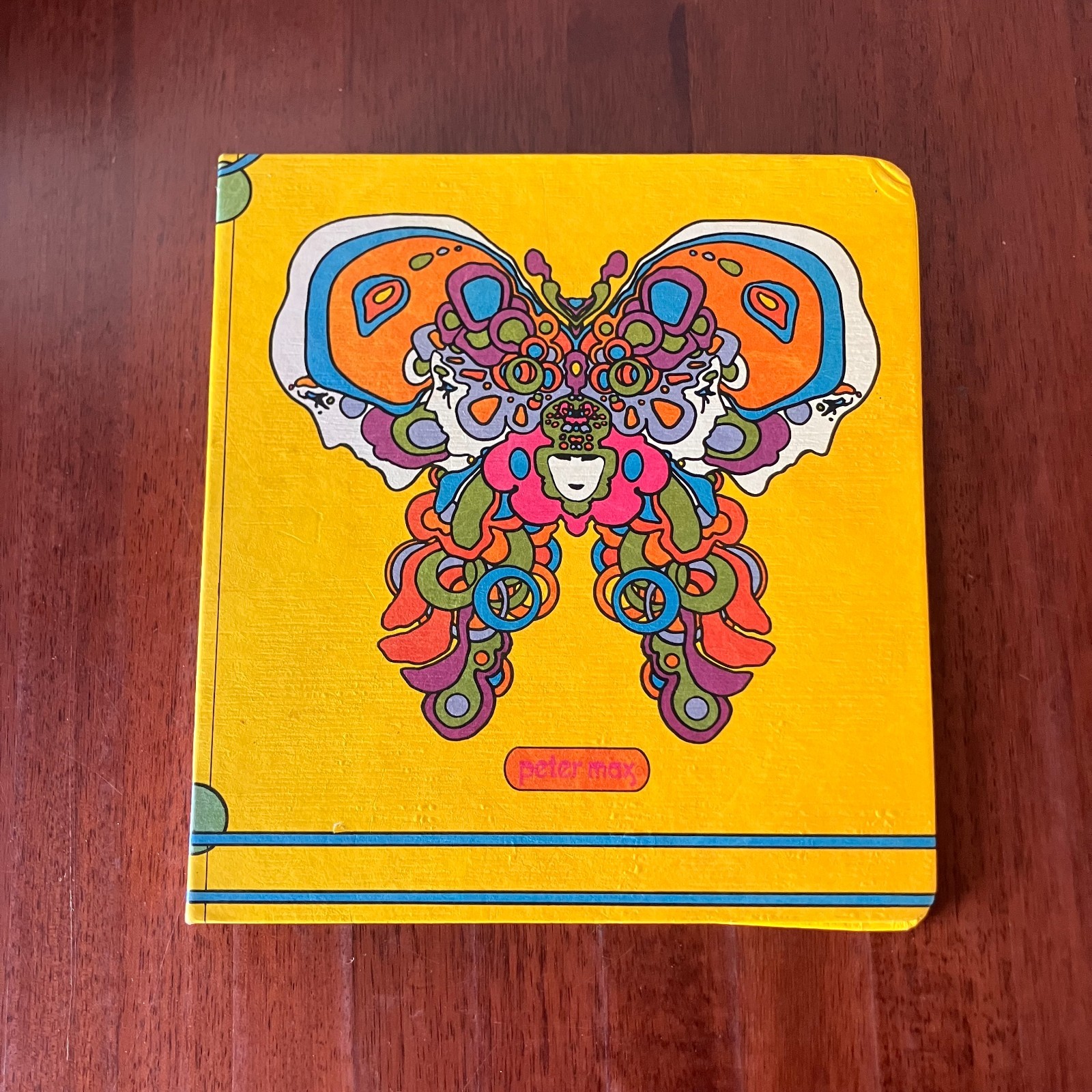 VTG Peter Max Binder Psychedelic Butterfly Motif Yellow School Three Ring Binder