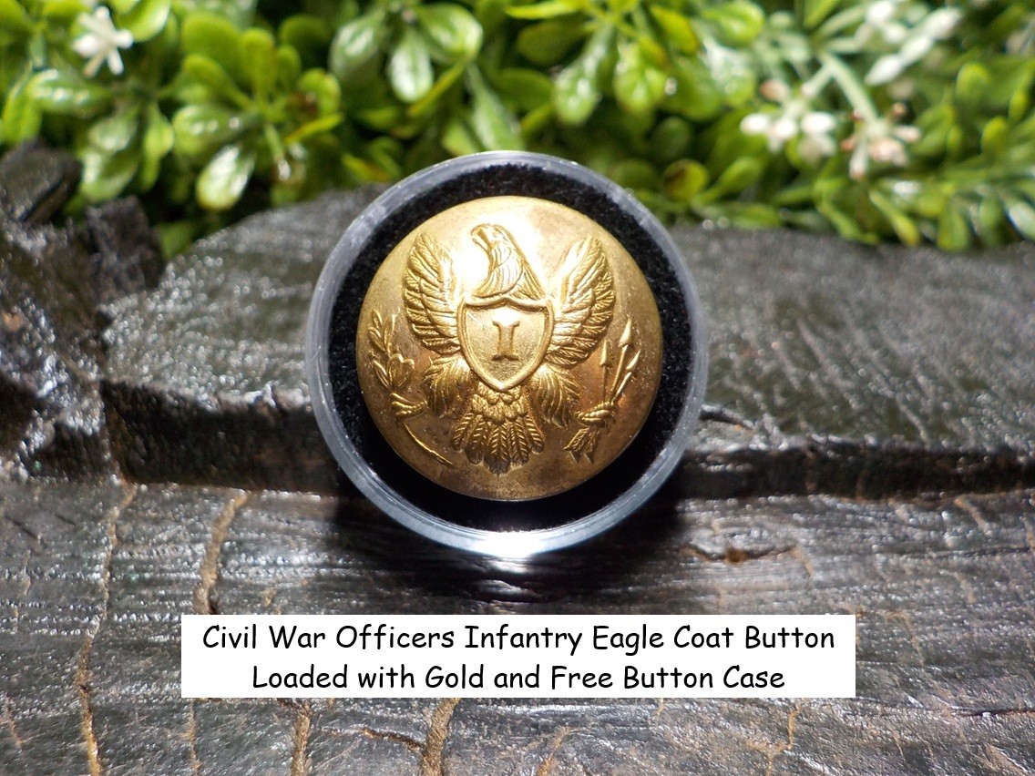Old Rare Vintage Antique Civil War Relic Eagle Infantry Coat Button Free Case