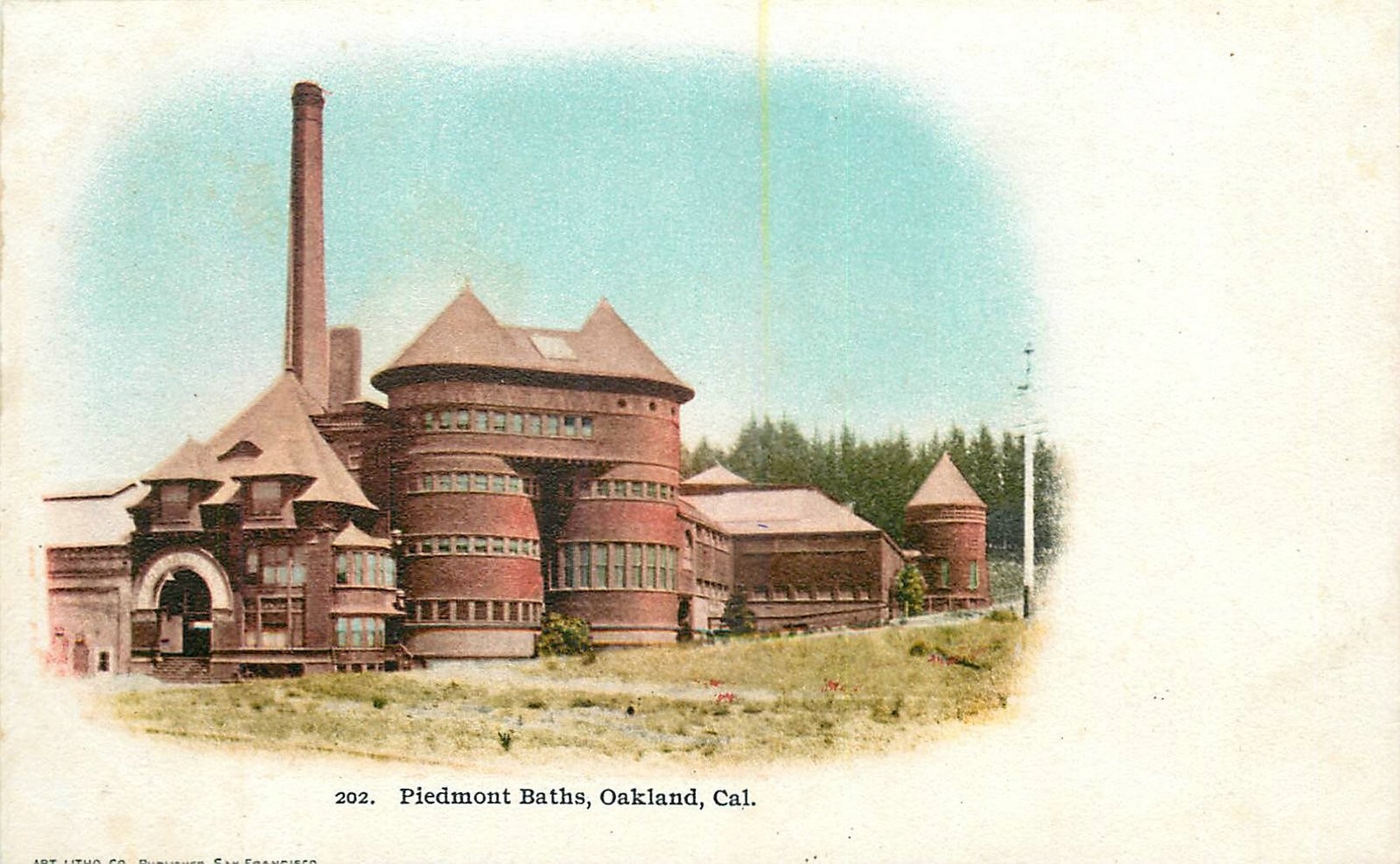 c1905 Oakland California Peidmont Baths undivided  #202 Postcard 26-2454