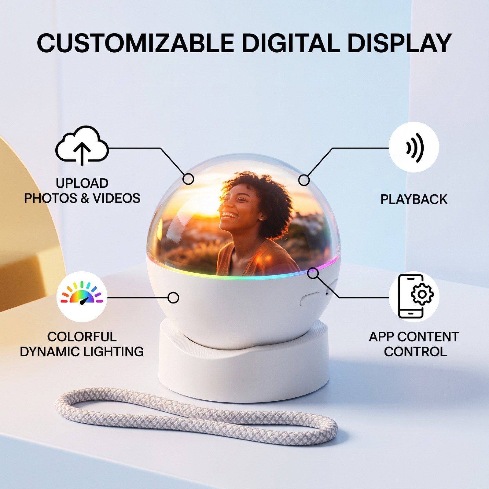 Memory Ball Sphere Orb Bluetooth 5.4 Speaker Digital Badge Crystal Ball Video