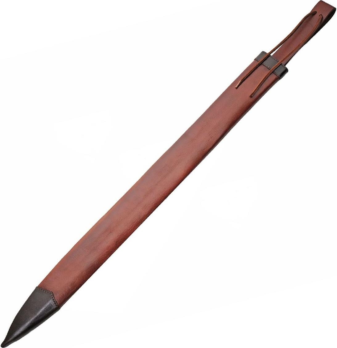 Sword Scabbard | 39.5in Overall Brown Leather - Fits 32in X 2in Blade Broadsword
